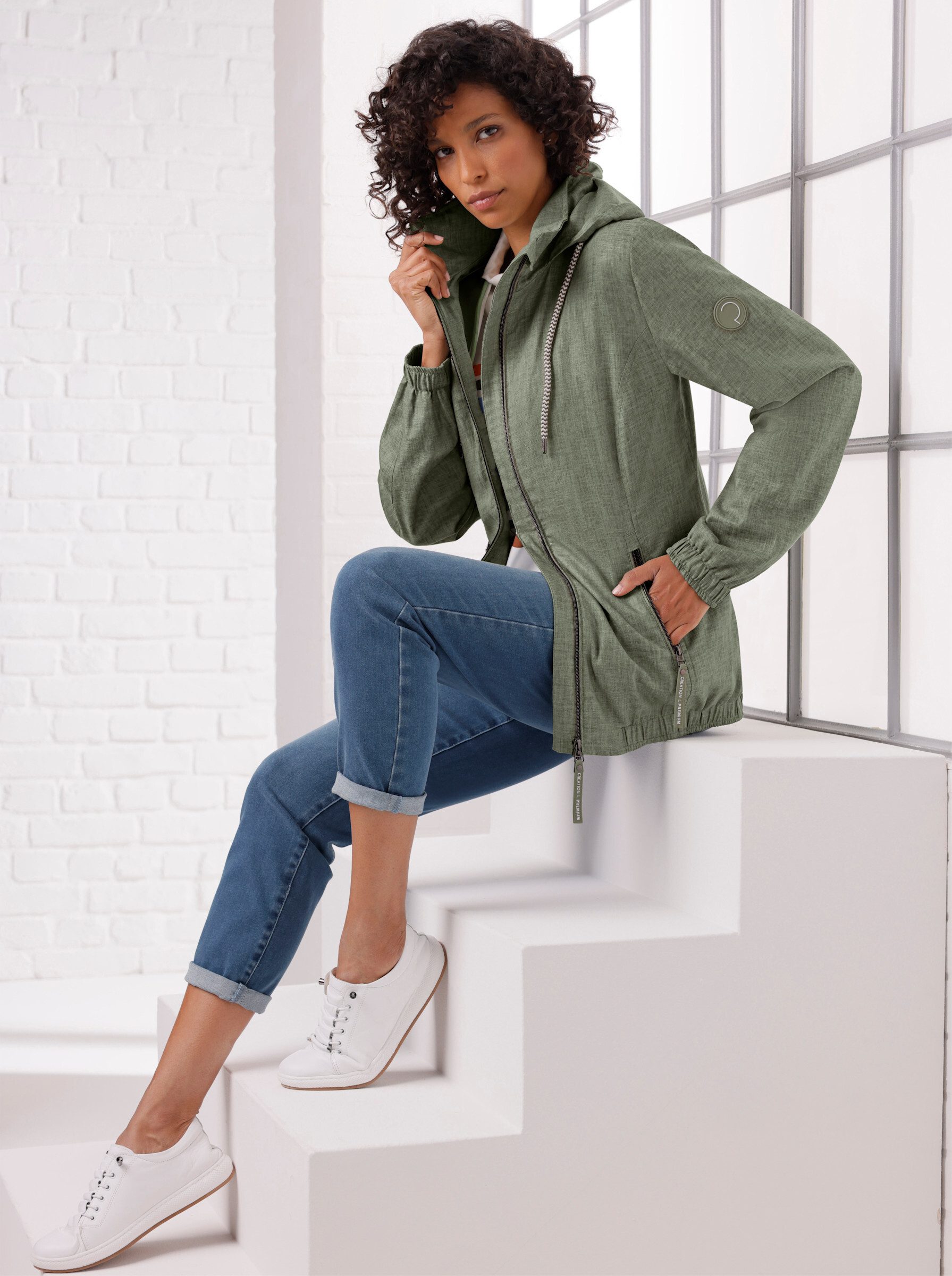 creation L Allwetterjacke Viskose-Leinen-Jacke Langarm günstig online kaufen