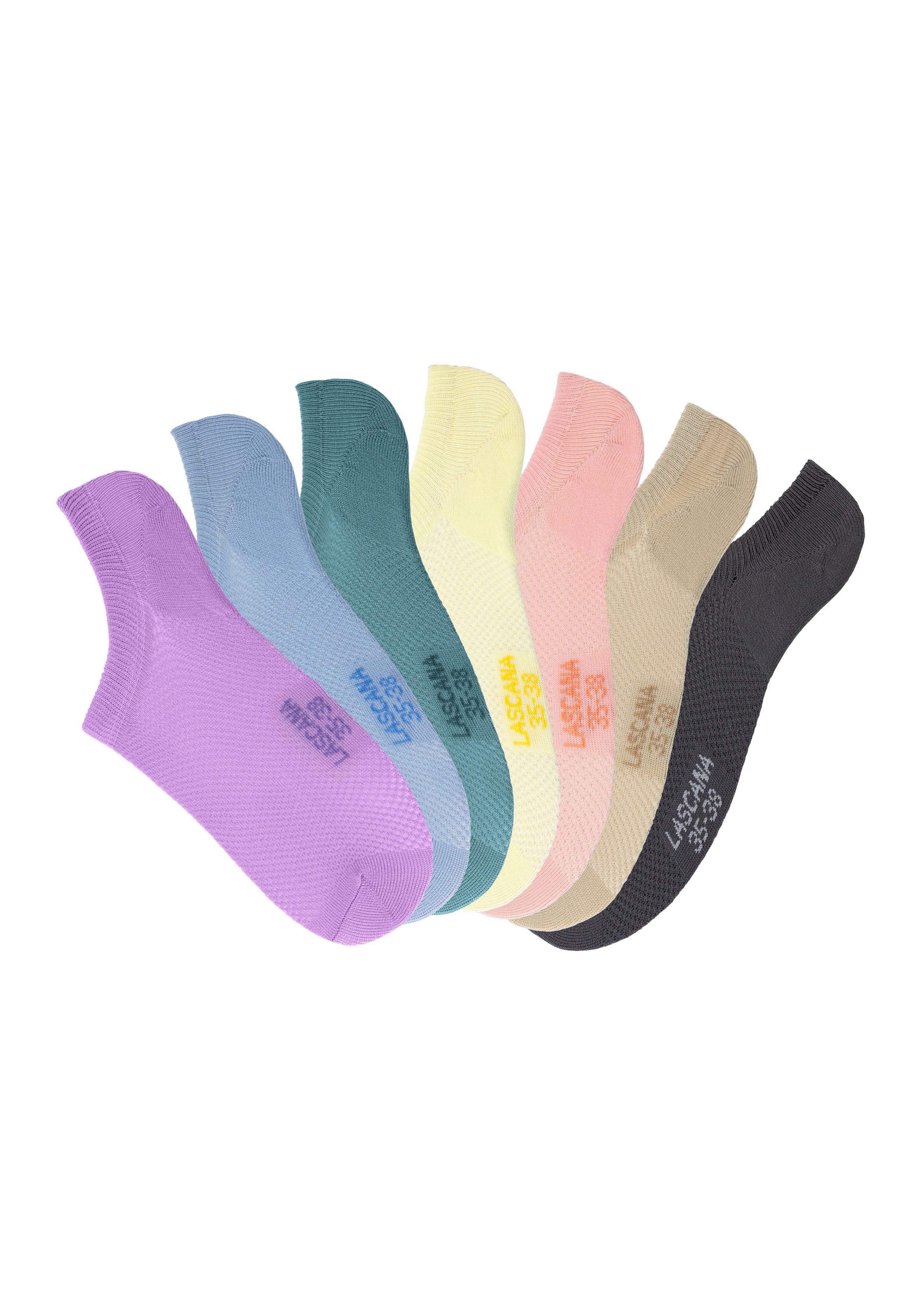LASCANA ACTIVE Sneakersocken (Packung, 7-Paar) mit Pikeestruktur