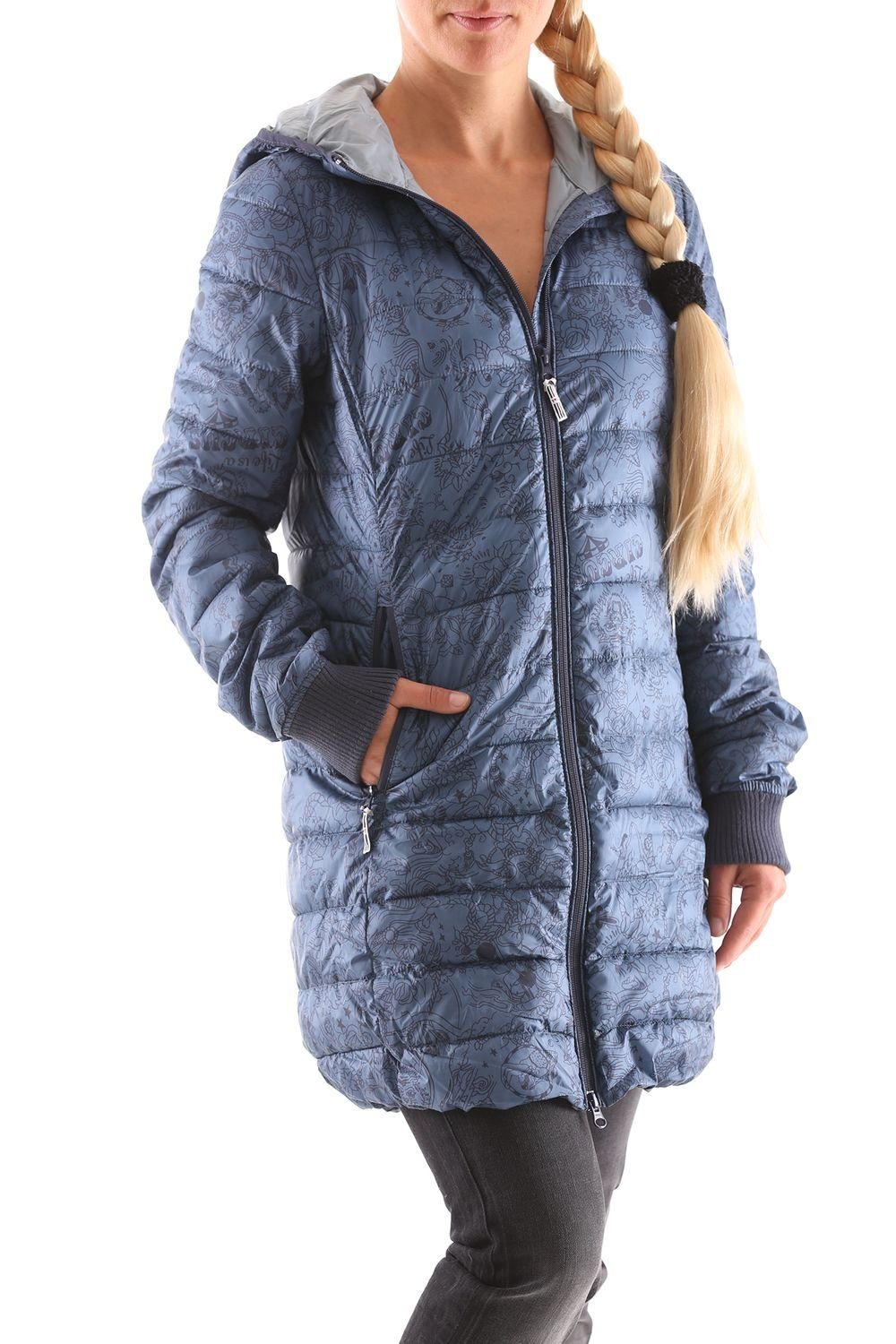 Blutsgeschwister Softshelljacke Blutsgeschwister Leichte Laune Long Jacket Damen Daunen Jacke Mantel