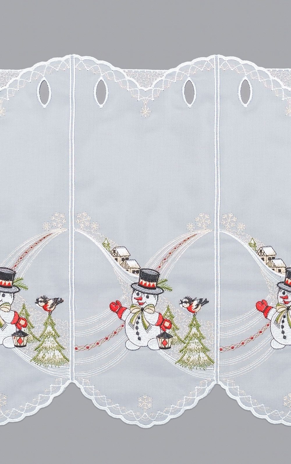 Plauener Spitze® Scheibengardine Schneemann Weihnachtsz. (1 St), transparent, HxB 40x48.6cm – Bild 3 von 4