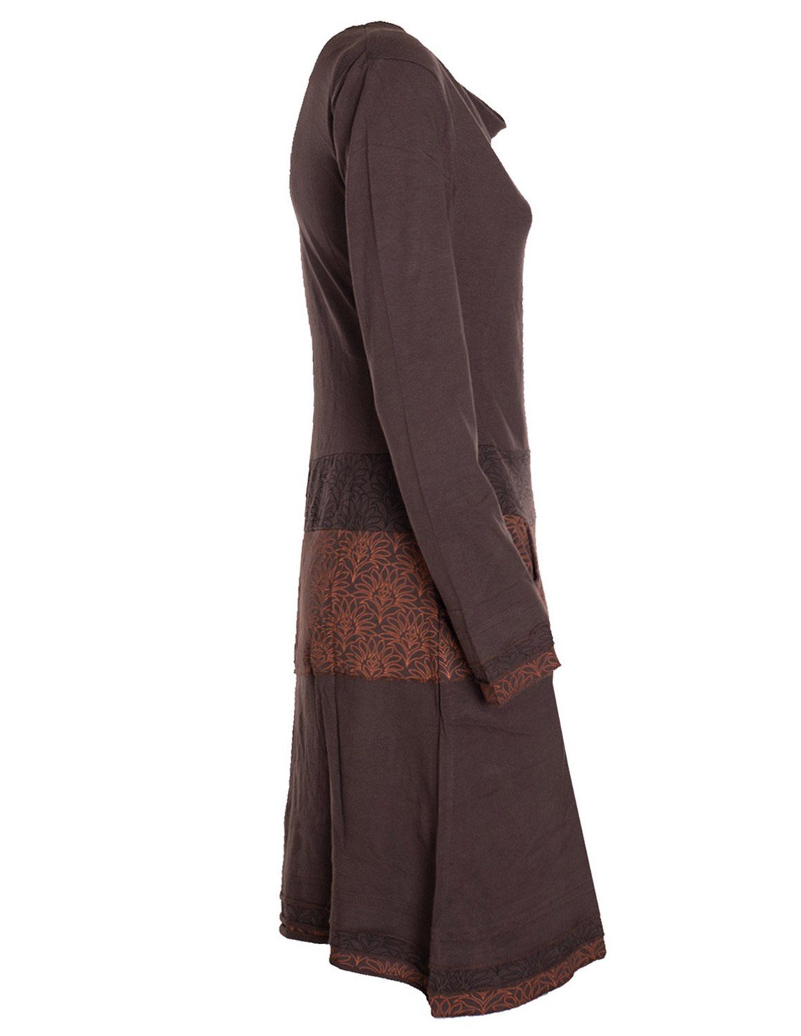 Vishes Jerseykleid Kleid Wasserfallkragen Bund bedruckt Taschen Boho, Ethno, Hippie, Festival Style