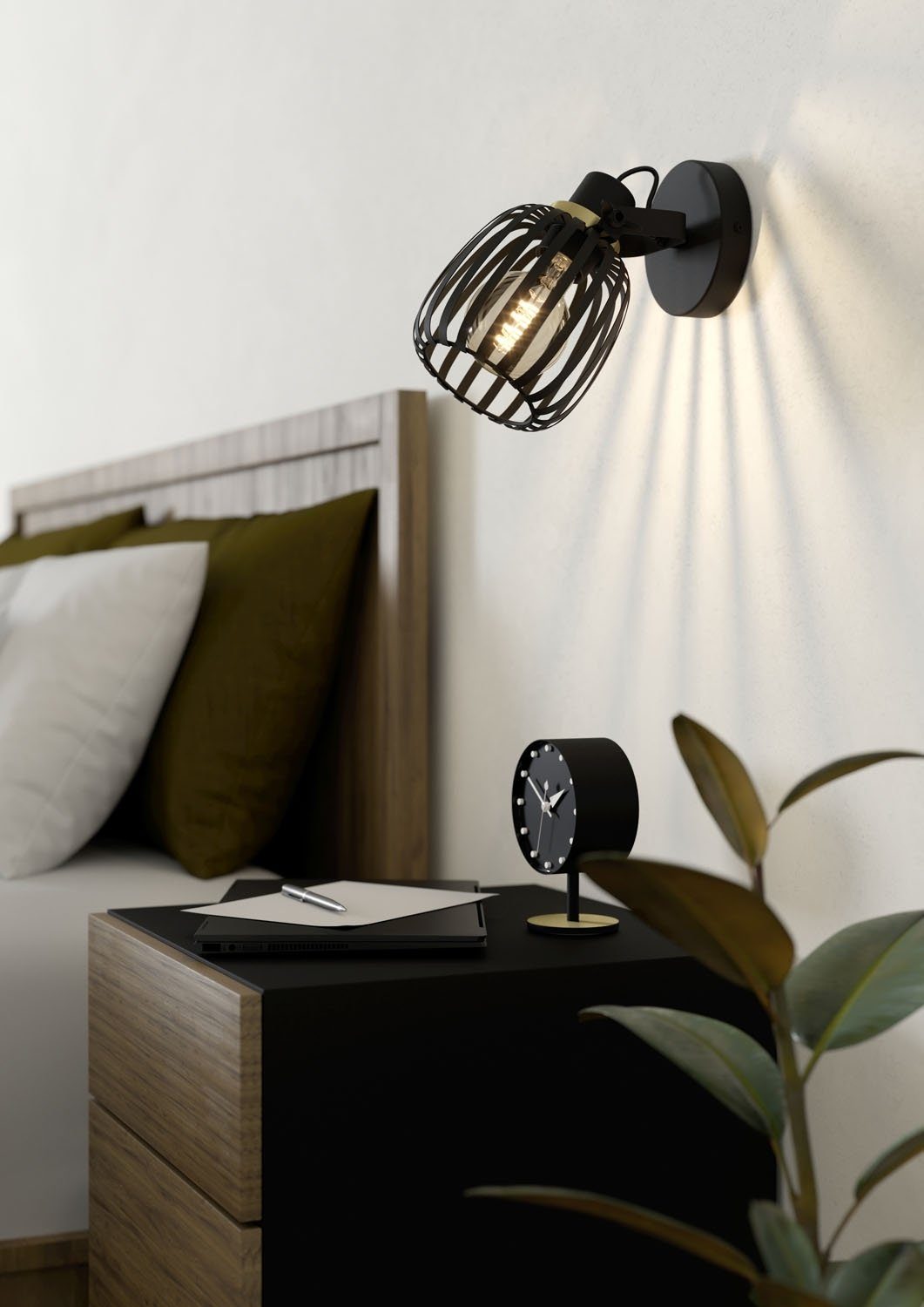 EGLO Wandleuchte GIRONA, 1-flammig, Schwarz, Metall, günstig online kaufen