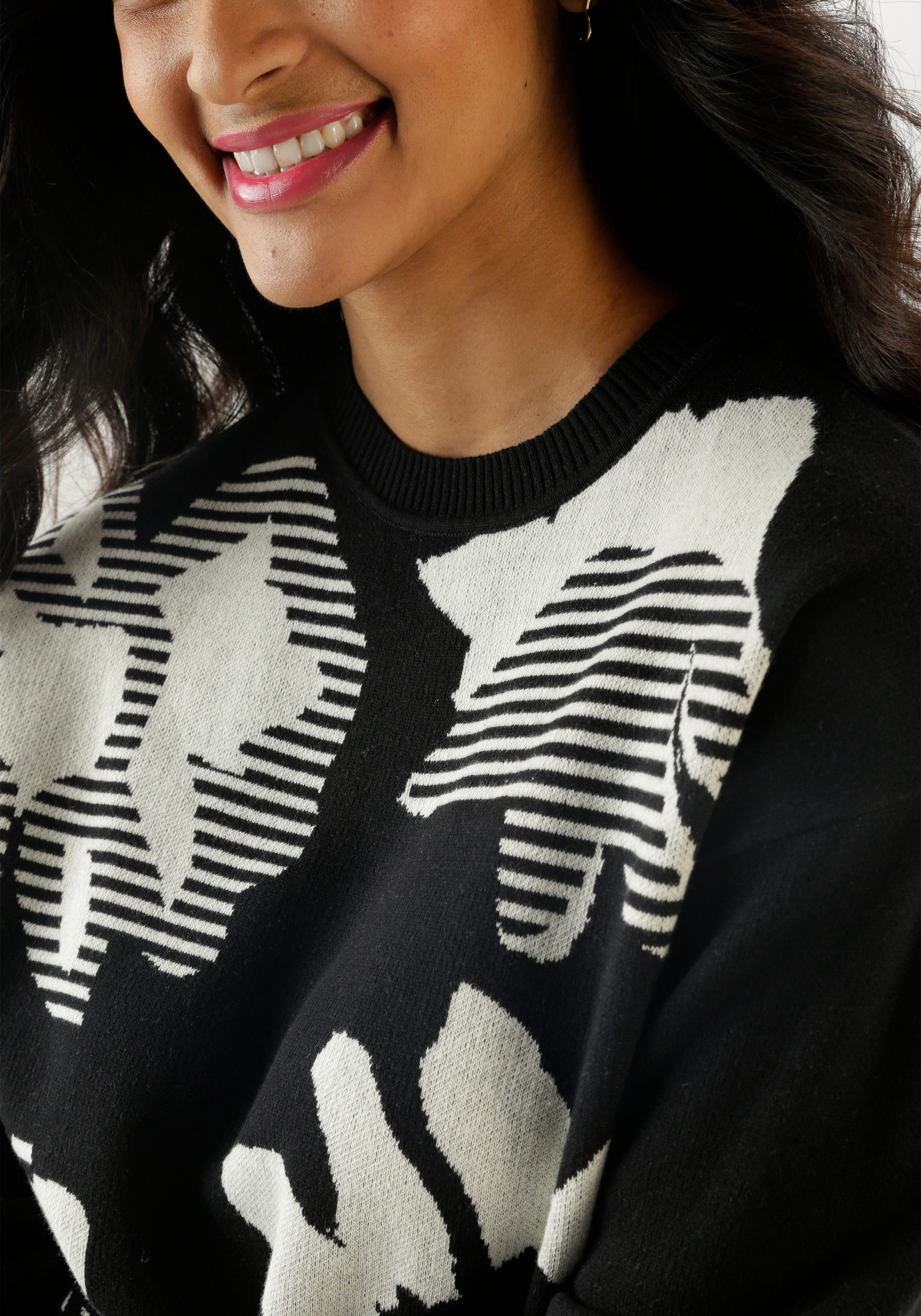 Aniston SELECTED Strickpullover mit trendiger und großflächiger Jacquardmusterung