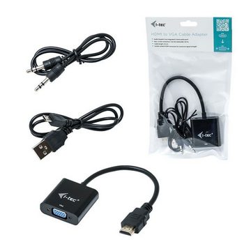 I-TEC HDMI zu VGA Full-HD 1920×1080/ 60 Hz Video-Adapter HDMI Typ A zu VGA, 0,15 cm, Kabellänge 15 cm vergoldeter HDMI-Stecker
