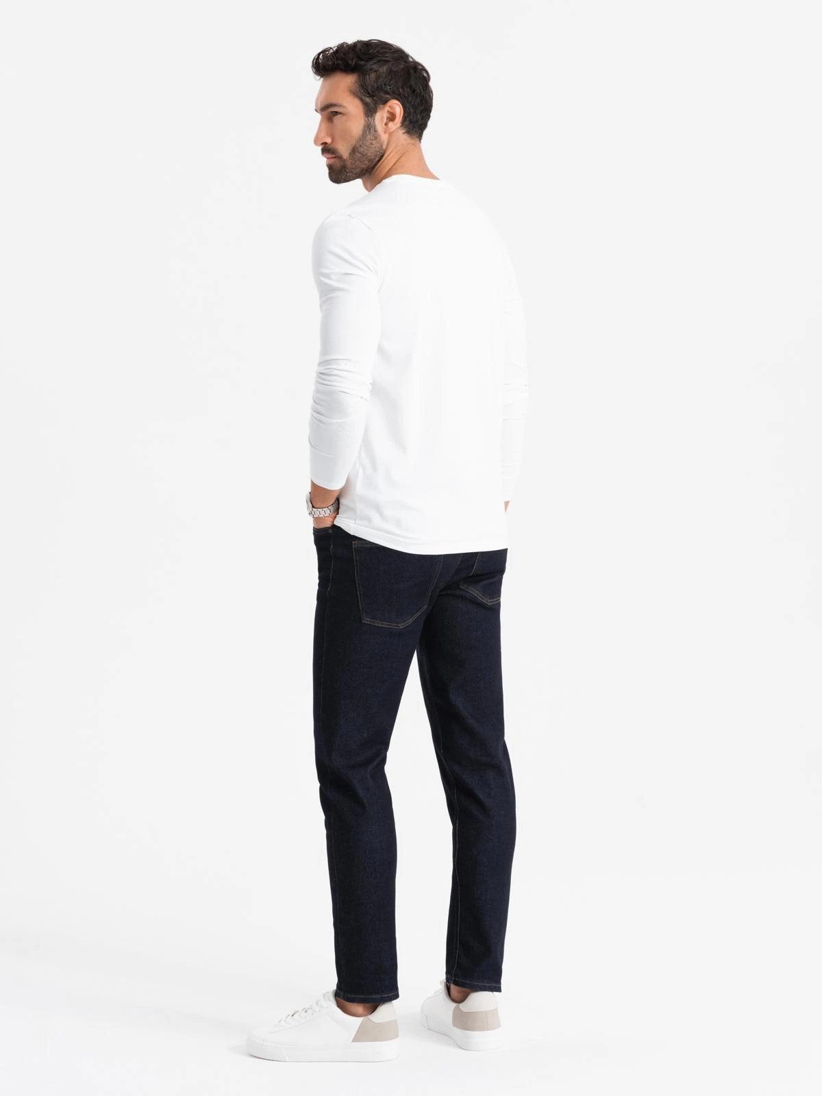 OMBRE Longsleeve Herren SLIM FIT Longsleeve mit Elastan und Druck