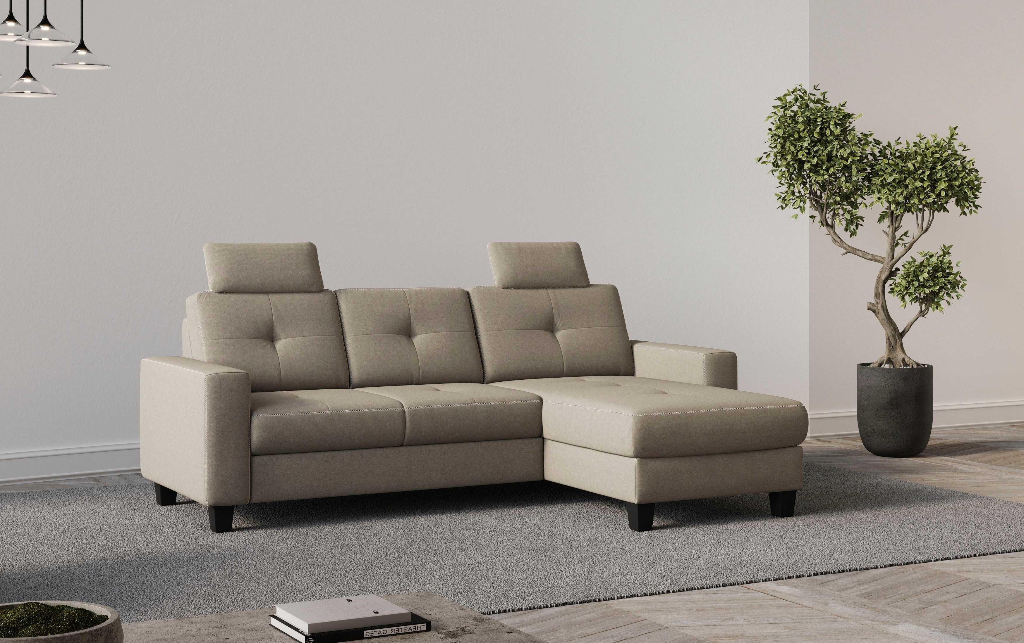 Places of Style Ecksofa "Varese L-Form", wahlweise mit Bettfunktion und Bet günstig online kaufen