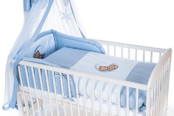 Kinderbettwäsche Babybettwäsche 7-tlg Set mit Nestchen 100x135 Himmelbett, Blau, Babyhafen, 7 teilig, Bett nicht im Lieferumfang enthalten.