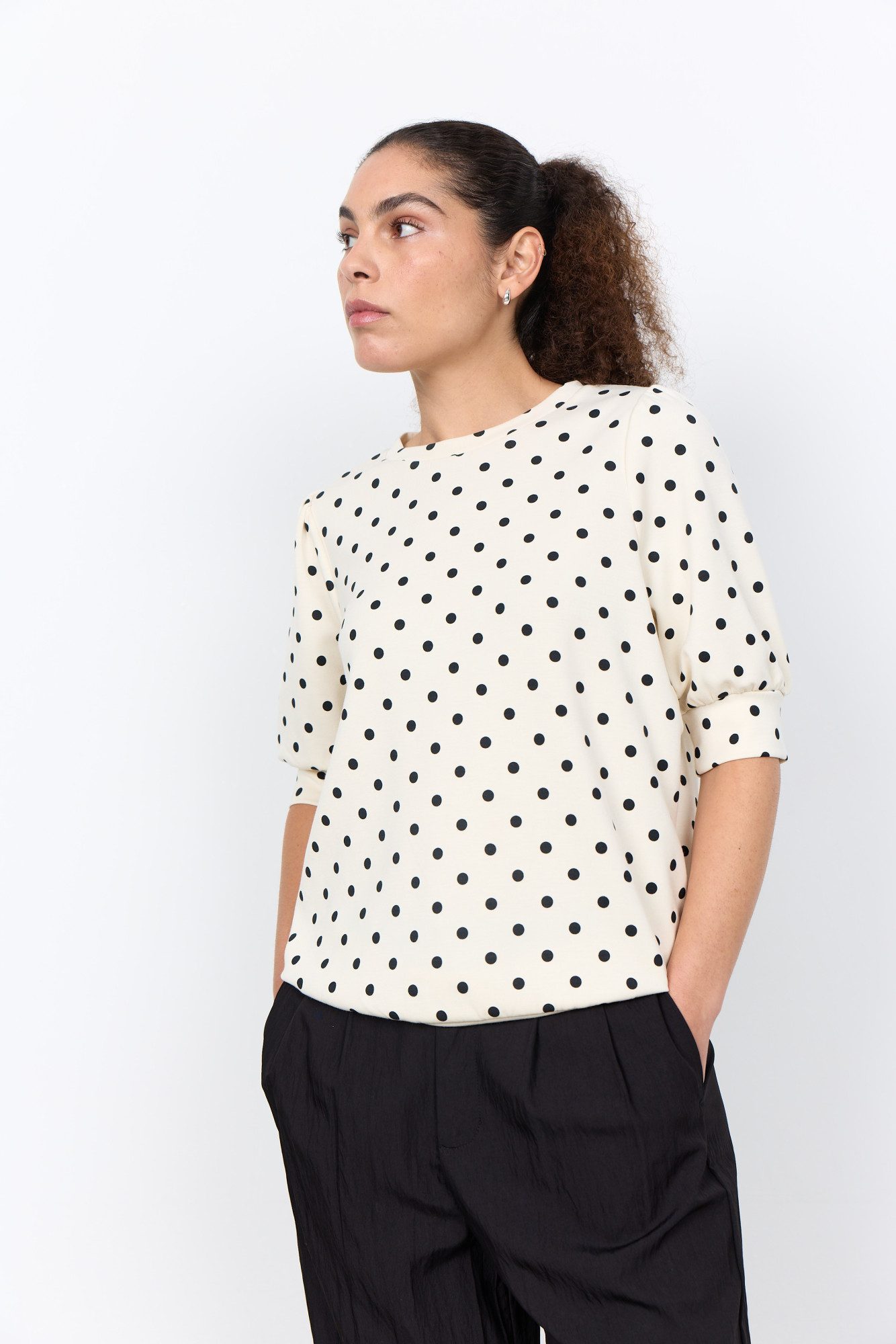 soyaconcept Kurzarmbluse - SC-GODIVA 1 - Bluse Damen mit Tupfenmuster - Shirtbluse