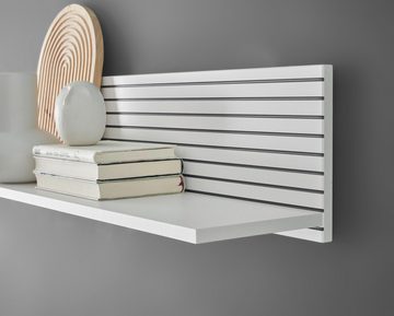 Furn.Design Wohnwand Merced, (Wohnzimmer Set in weiß matt mit schwarz, 3-St., 285 x 180 cm), mit Soft-Close Funktion, Staboptik