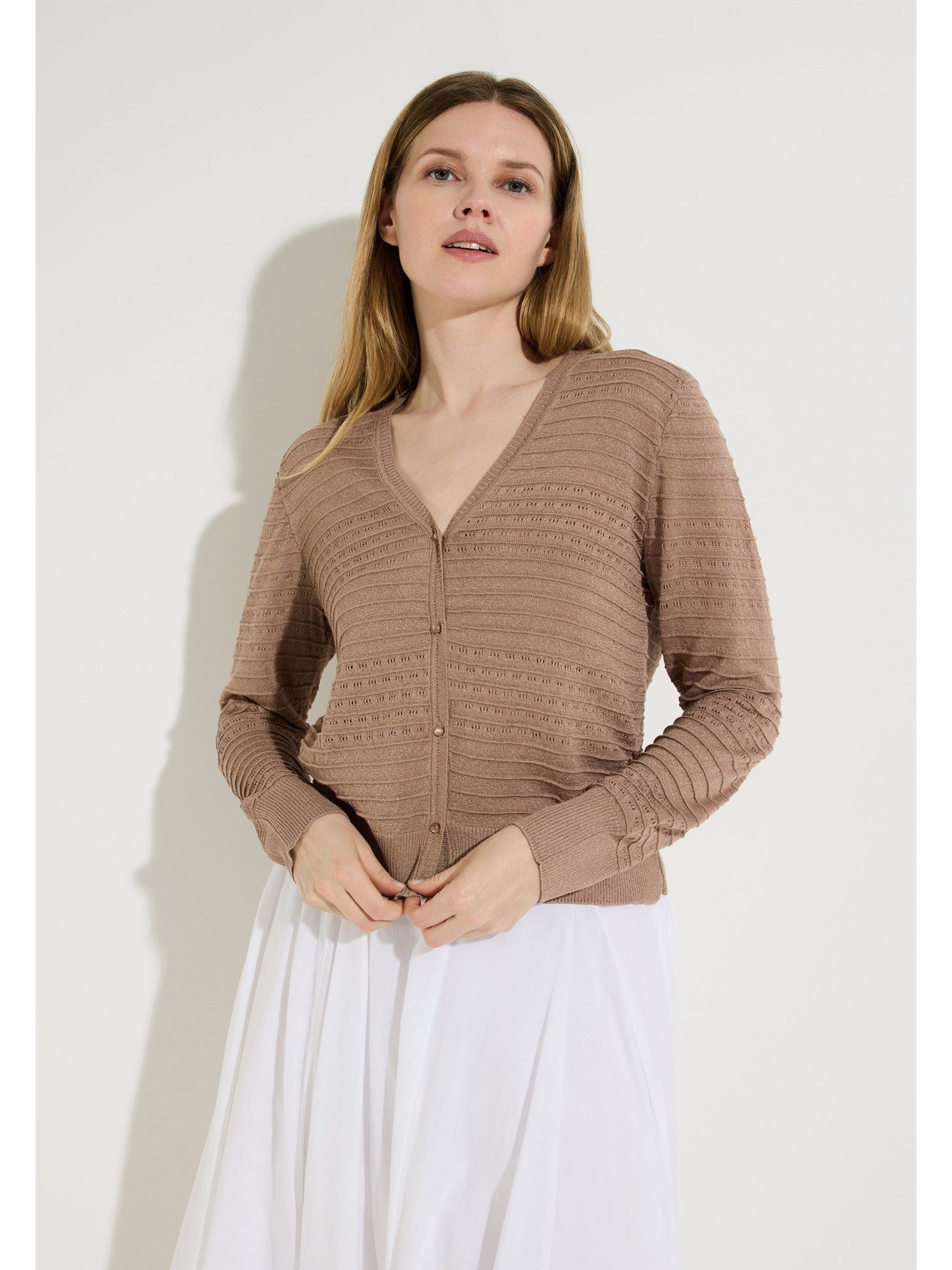 MORE&MORE Strickjacke feine Strukturstreifen-Strickjacke