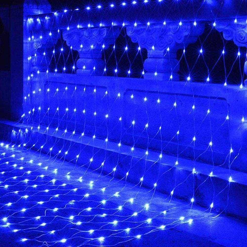 MUPOO Lichternetz LED Lichternetz Weihnachten, Netz Fernbedienung, Modi,IP44 Wasserdicht,für 8 Halloween, Lichtervorhang,Lichterkette Blau Party, mit Geburstag