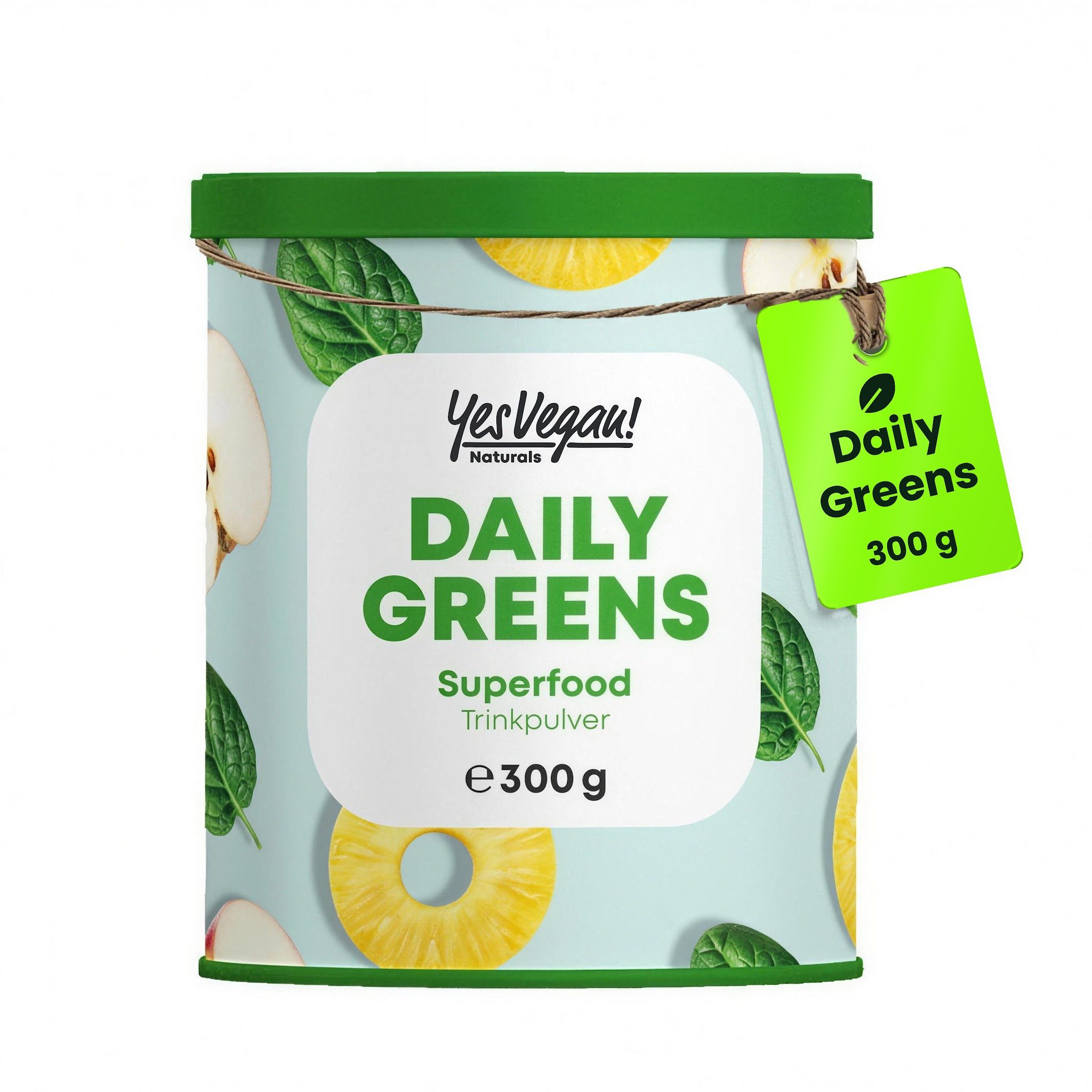Yes Vegan Daily Greens, Superfood mit Spirulina, Chlorella Pulver, 300 g, vegan, laktosefrei