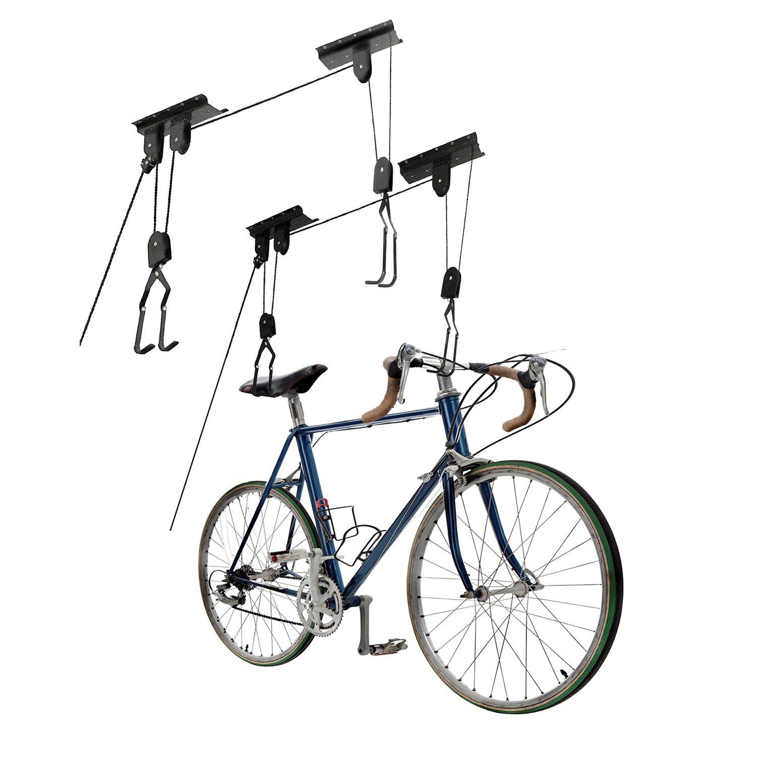 BAYLI Fahrradständer 2er Set Fahrradlift mit Flaschenzug, Fahrradaufhängung zur Deckenmont