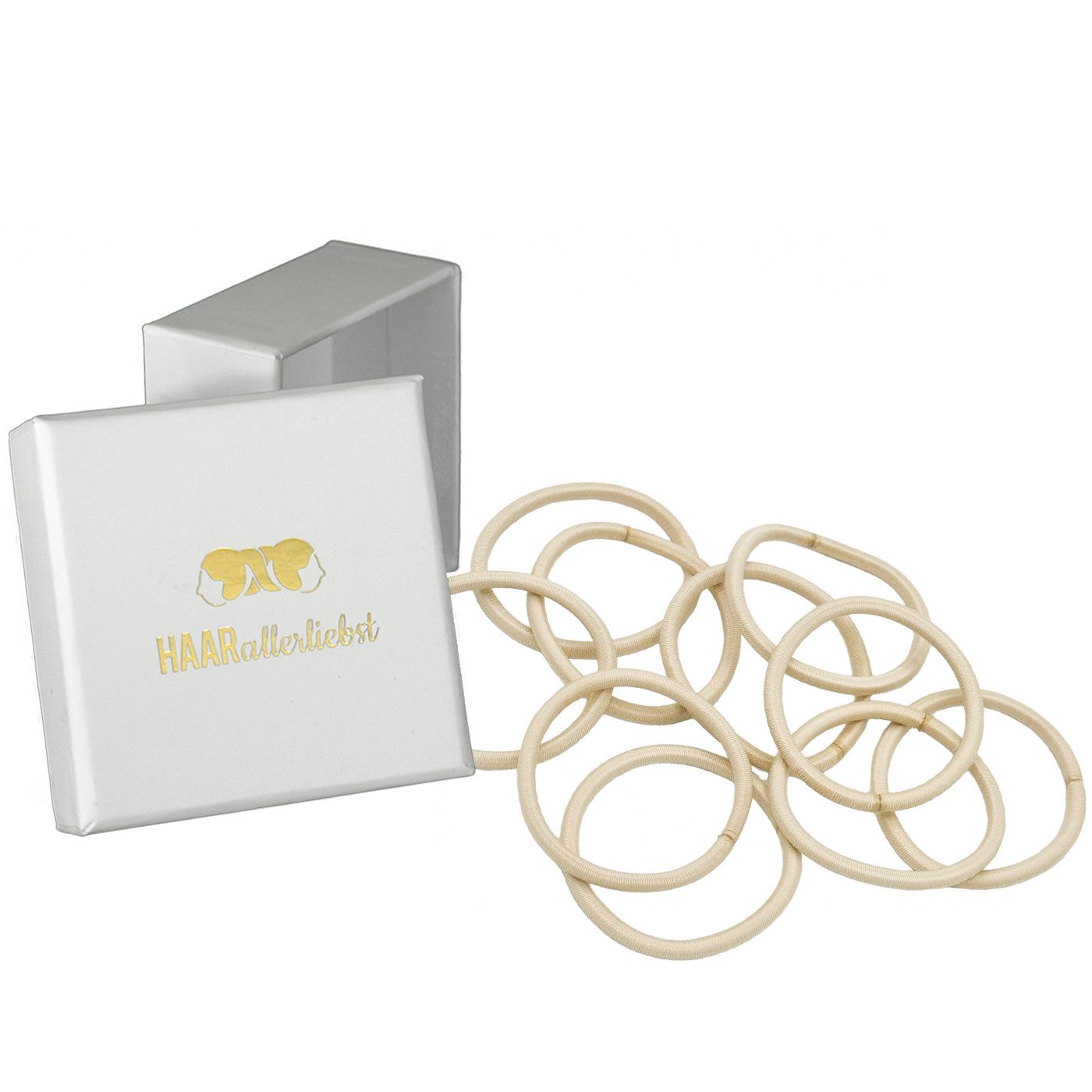 HAARallerliebst Haargummi dick, Spar-Set, 20-tlg., Farbe hellblond, metallfrei daher kein Ziepen, 5cm Durchmesser