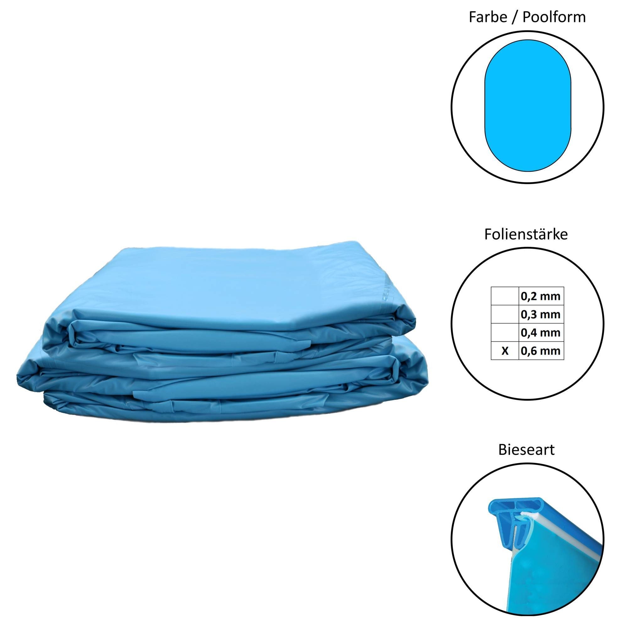 Waterman Poolinnenhülle Poolinnenhüllen oval 0,6 mm 120 cm Tiefe Keilbiese, 0,6 mm Stärke, für oval, Keilbiese