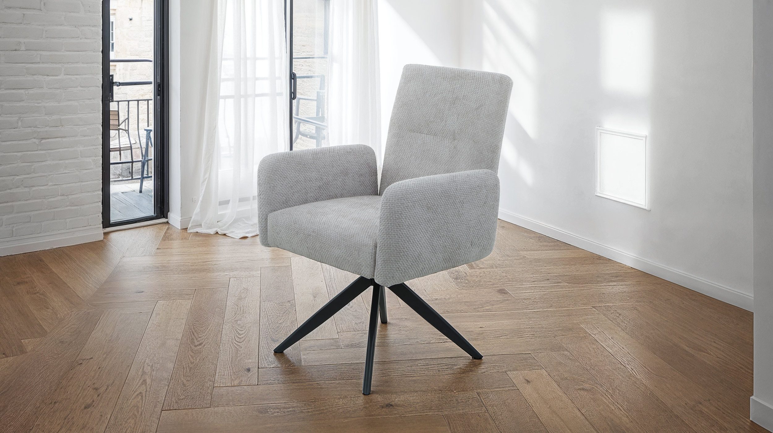 Massivart® Polsterstuhl Armlehne drehbar / grau-beige oder grau / Taschenfe günstig online kaufen