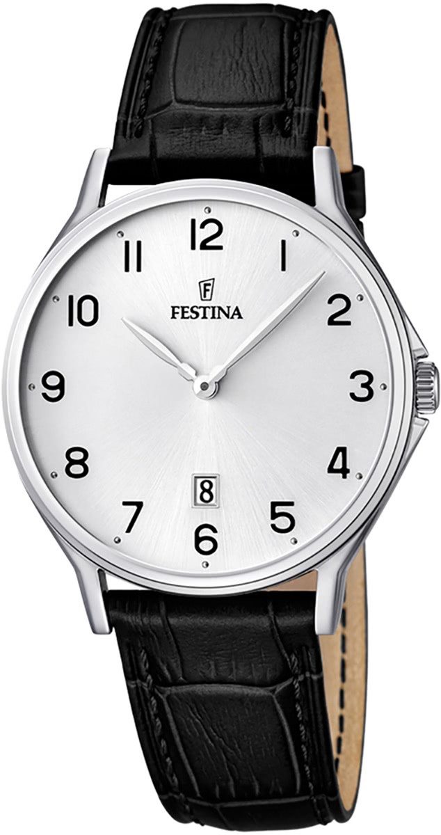 Festina Quarzuhr Festina Herren Uhr F16745/1 Analog Leder, (Analoguhr), Herren Armbanduhr rund, Lederarmband schwarz