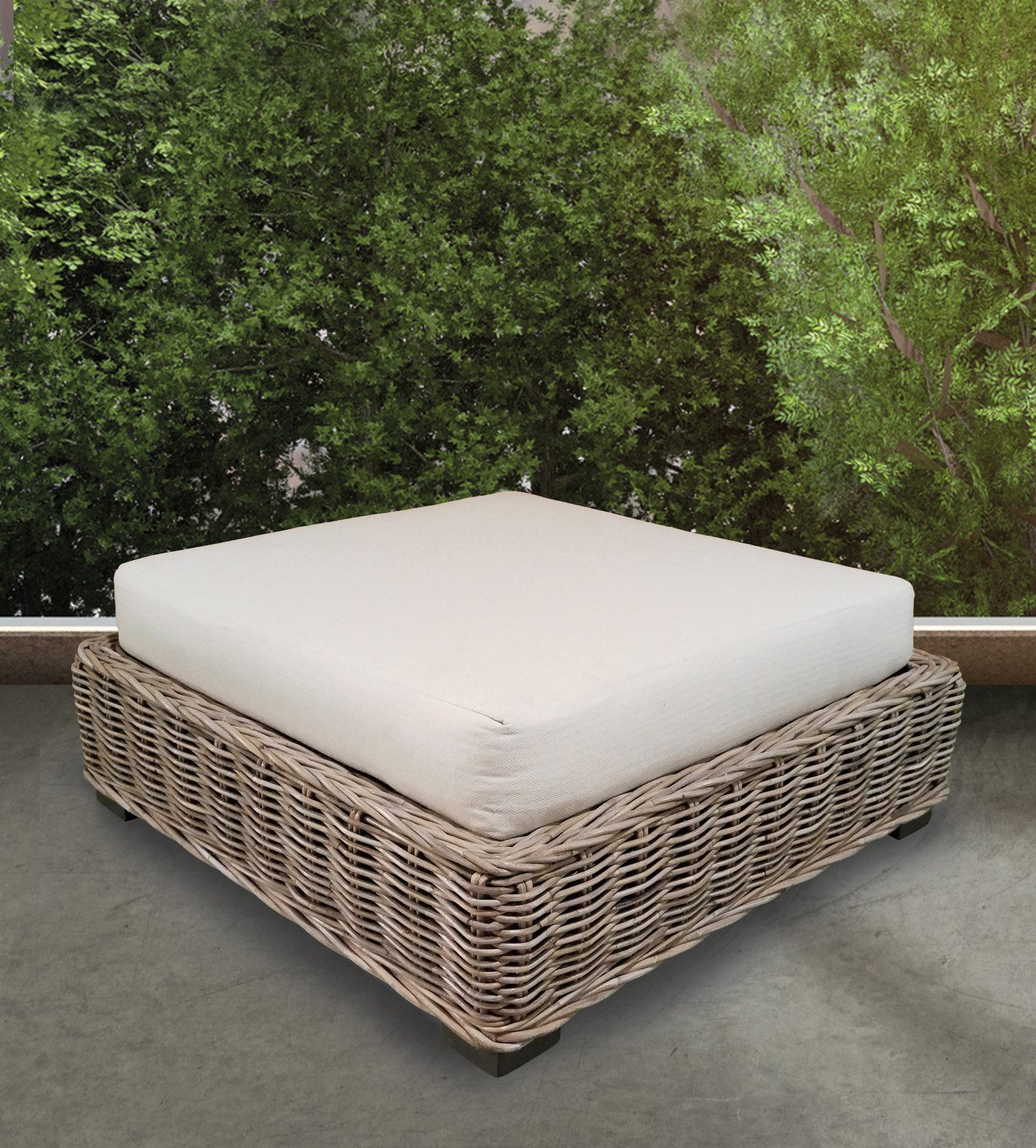 More2Home Sitzhocker Rattan-Hocker, SPLIT, 80 cm grau