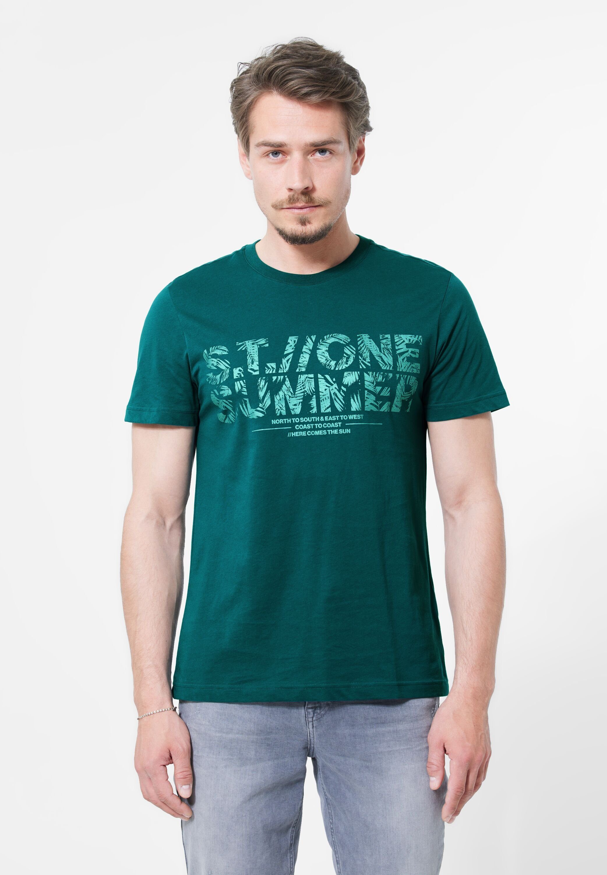 STREET ONE MEN T-Shirt in Unifarbe bottle green | T-Shirts
