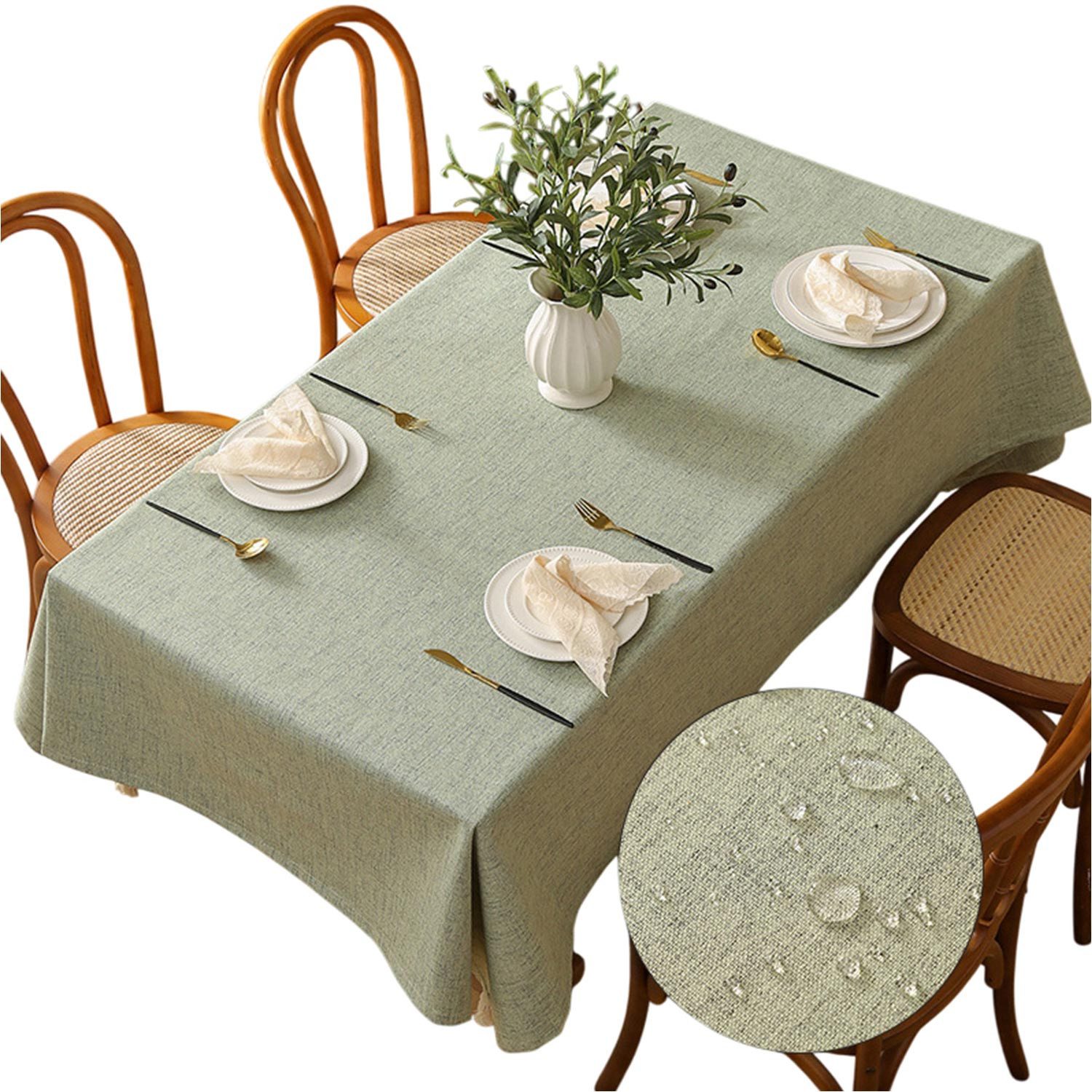 Tischdecke Leinen Tischtuch Wasserabweisend, Outdoor Tischdecken Abwaschbar