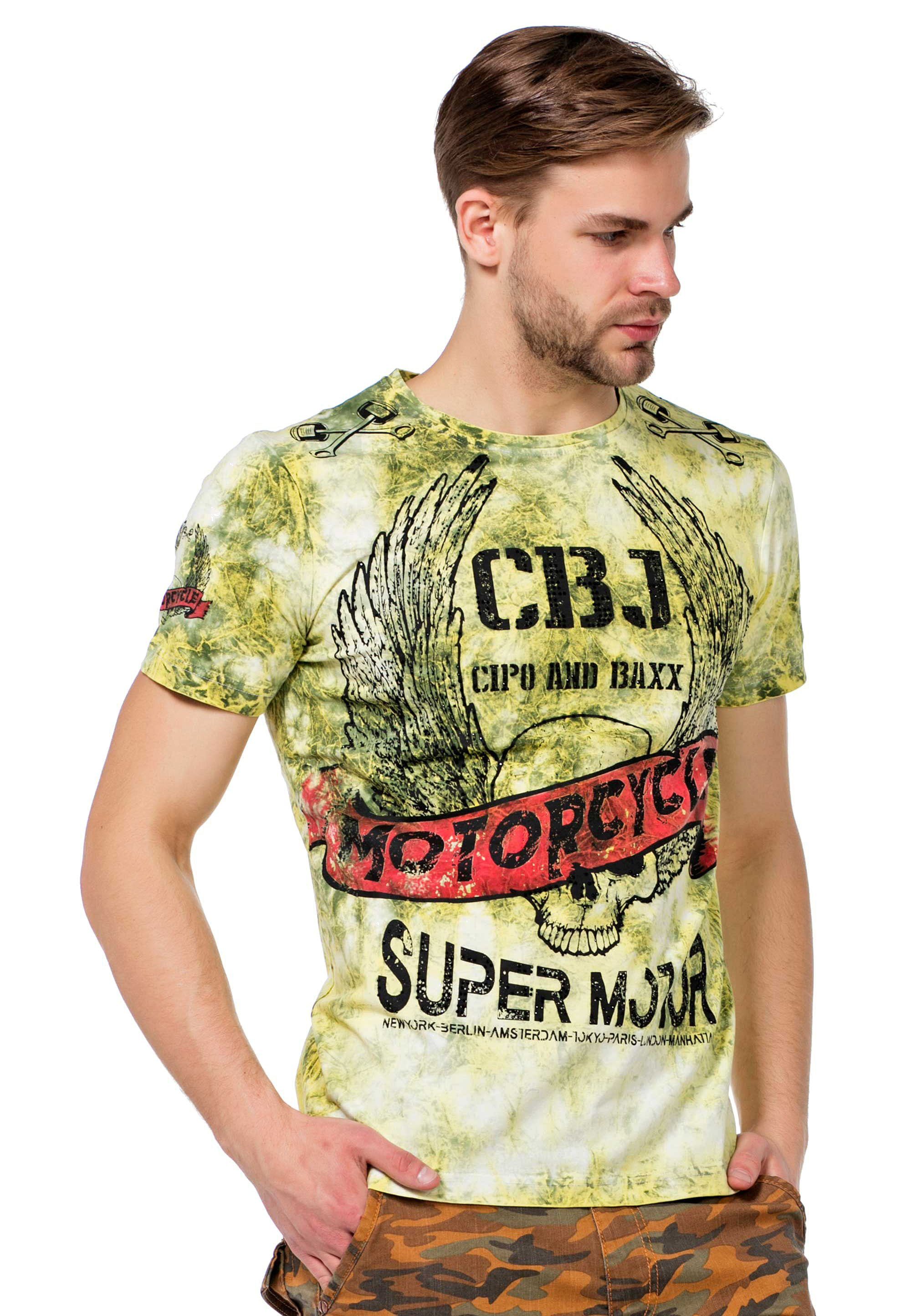 Herren Shirts Cipo & Baxx T-Shirt mit coolen Motorcycle-Prints