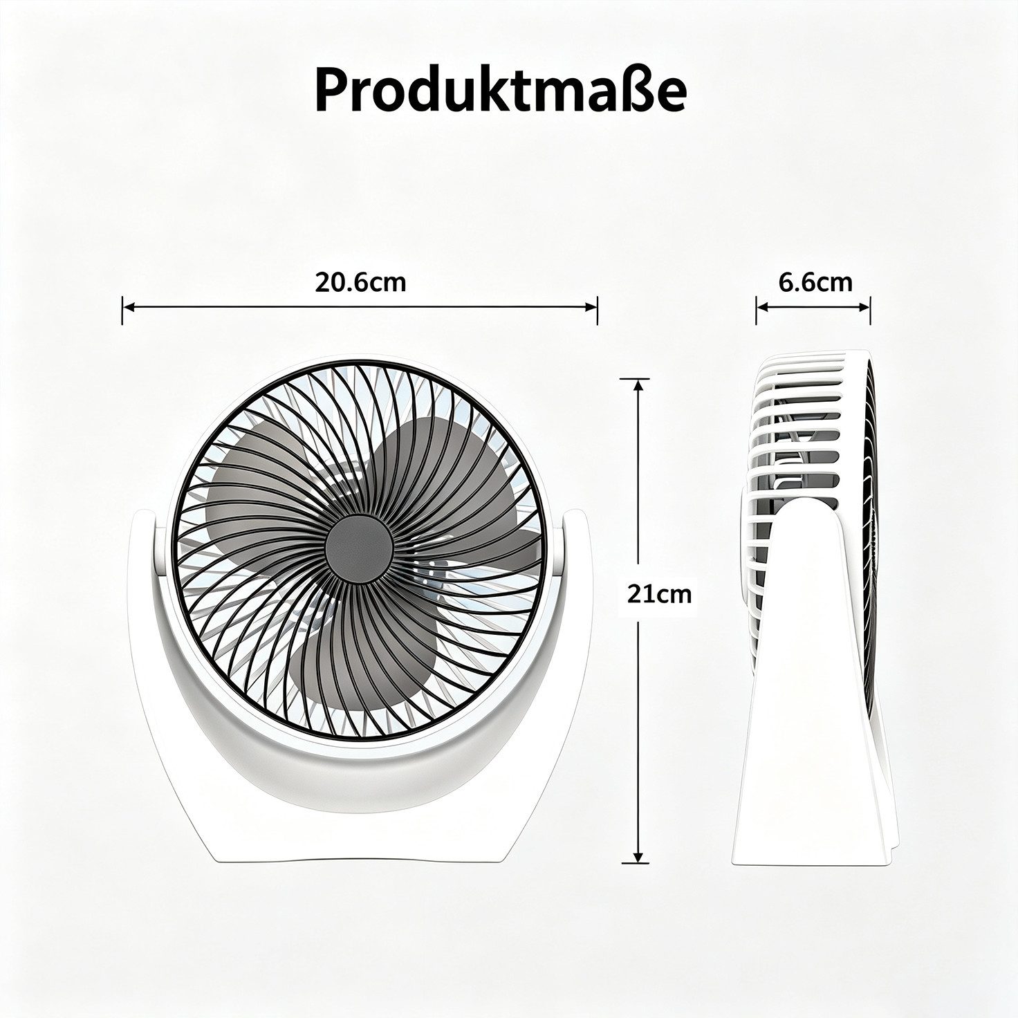 MOPUEA Ventilatorkombigerät Mini Ventilator Standventilator Tischventilator Luftstrom 2 Stufen, 210° verstellbar Mobiler Luftkühler Schnelle Kühlung, Leiser Betrieb