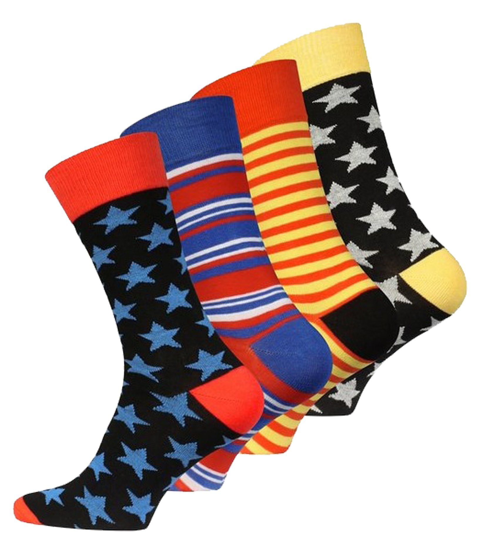 Vincent Creation® Socken "Stars and Stripes" angenehmer in Baumwollqualität (4-Paar)