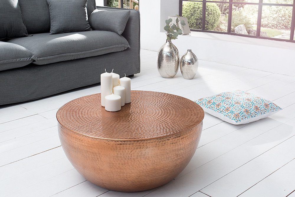 riess-ambiente Couchtisch ORIENT II Ø60cm kupfer (Einzelartikel, 1-St), Wohnzimmer · Metall · rund · Hammerschlag Design · handmade – Bild 2 von 5