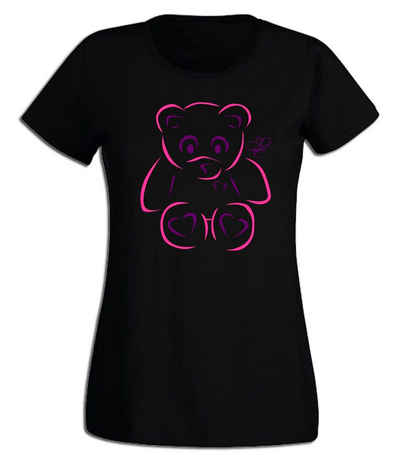 G-graphics T-Shirt Damen T-Shirt - Teddy Pink-Purple-Collection, mit trendigem Frontprint, Slim-fit, Aufdruck auf der Vorderseite, Print/Motiv, für jung & alt