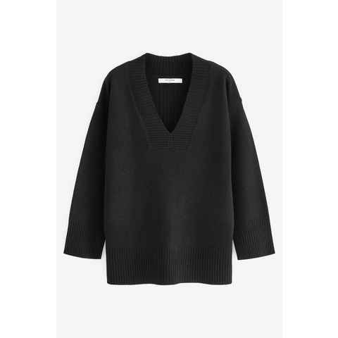 Next V-Ausschnitt-Pullover Premium-Pullover mit V-Ausschnitt 100 % Wolle (1-tlg)