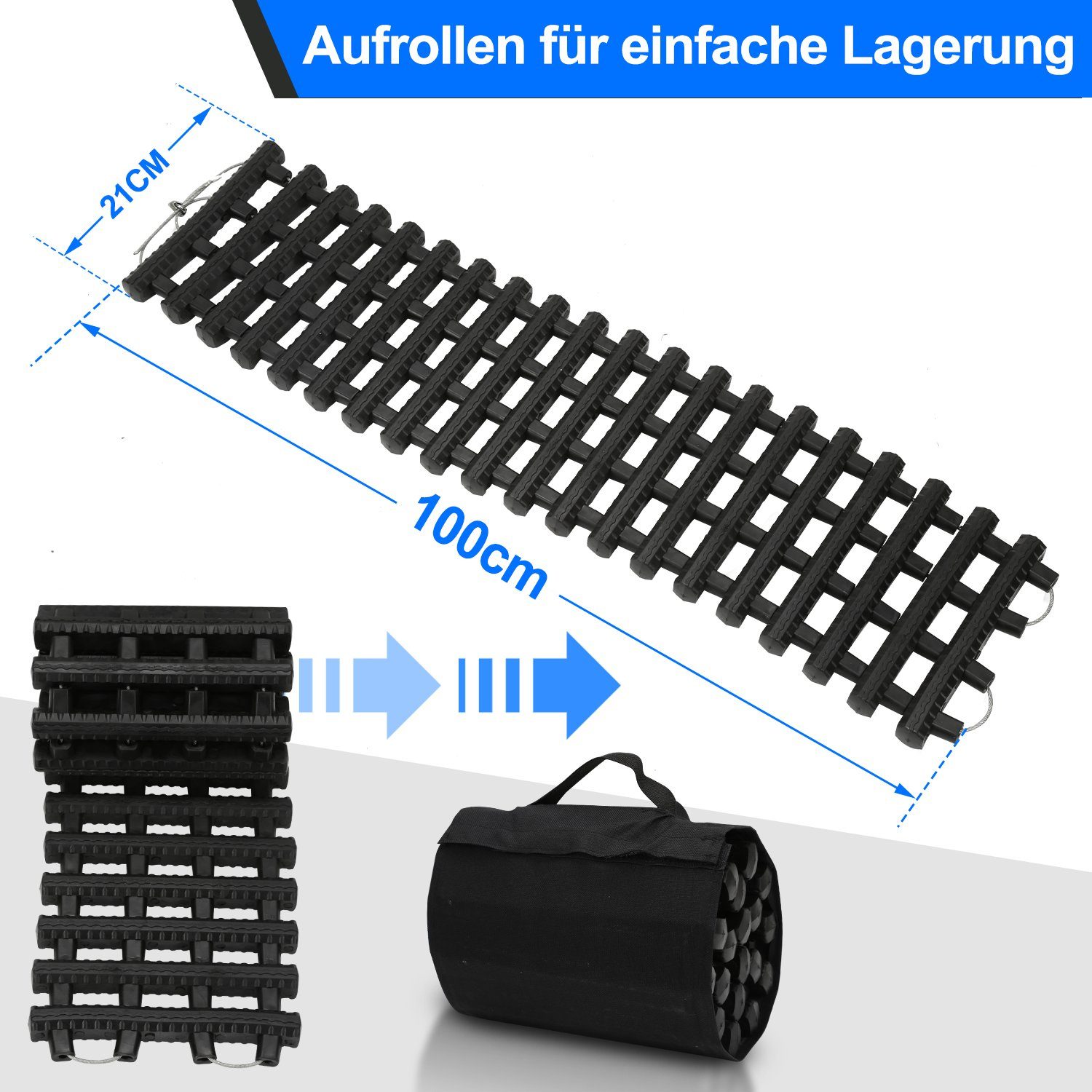 Lospitch Schneeketten Anfahrhilfe 2x schneekettenboards Sandbleche Schwarz  Offroad Gripmatte