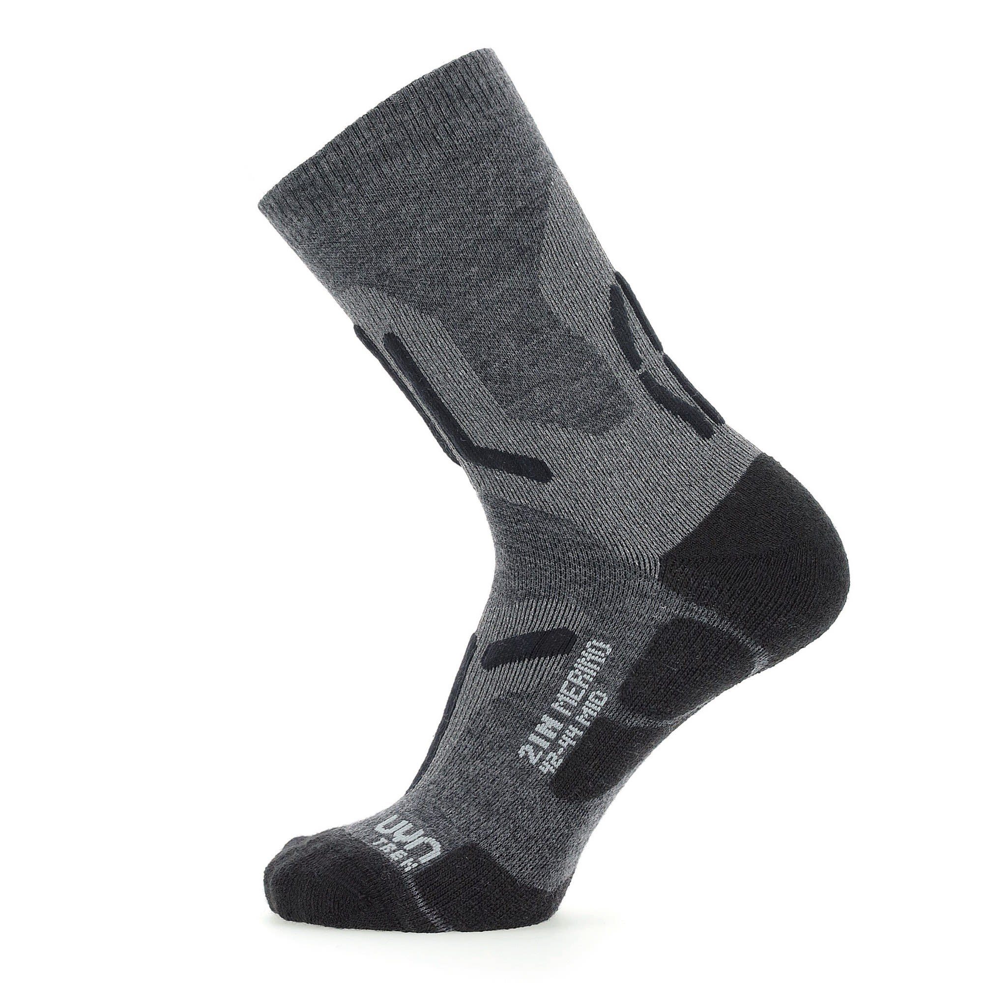 UYN Mid Herren 2in Trekking - Uyn Grey Black Sportsocken Mid M Merino Socks