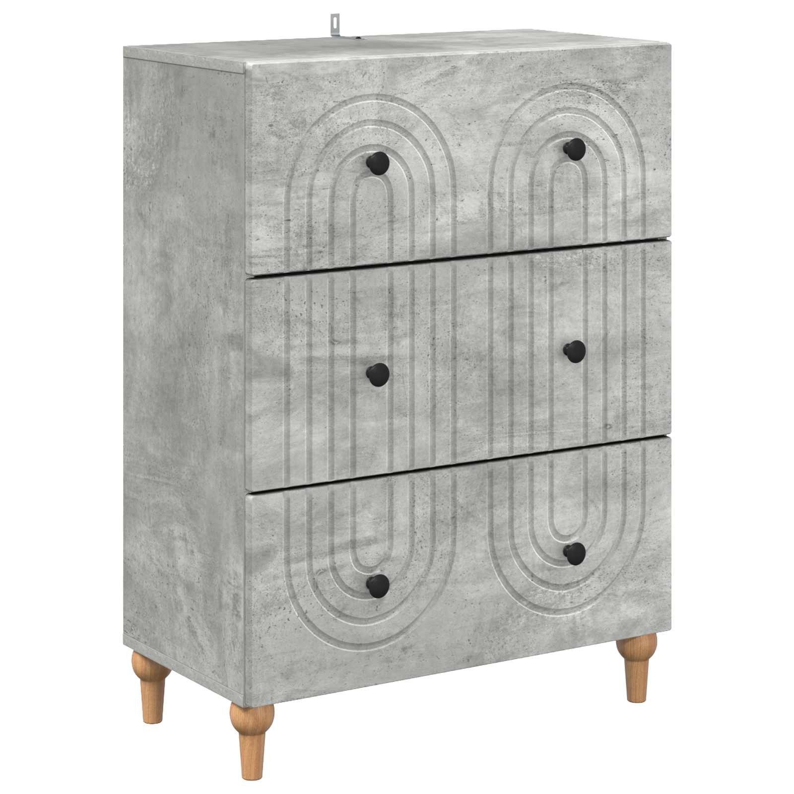 vidaXL Kommode 66 x 34,5 x 90 cm Kommode Schubladenschrank Sideboard Betongrau 66x34