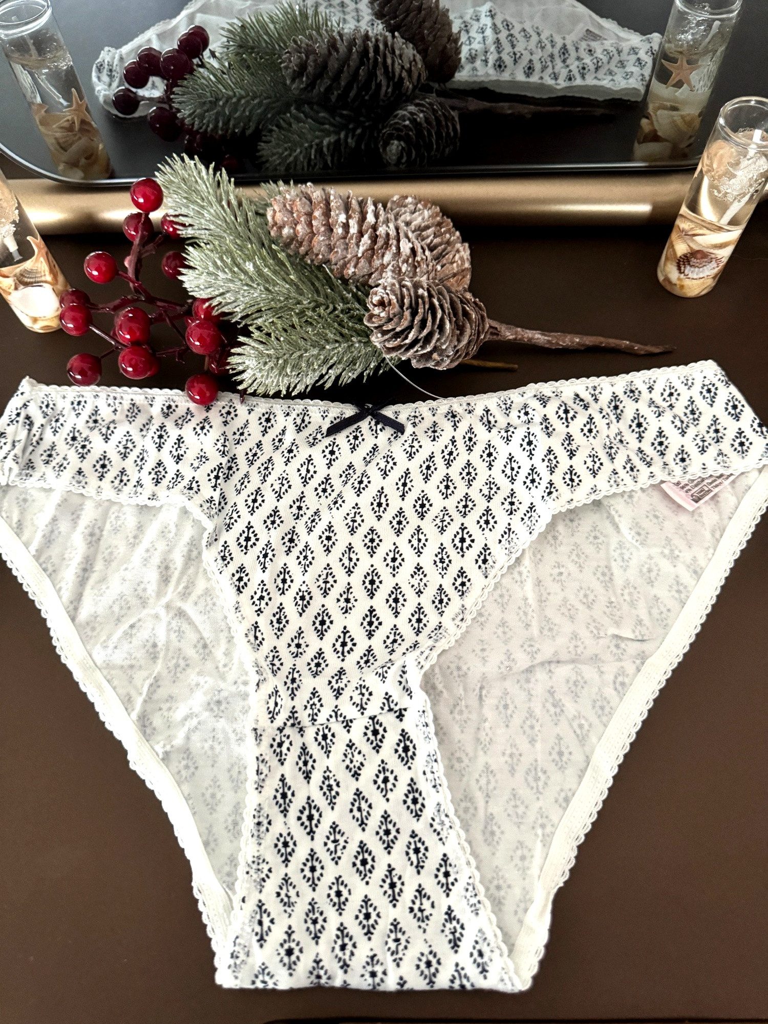 Slip Damen Slip 7er Pack – Gemustert, Baumwolle, Mit Schleifchen