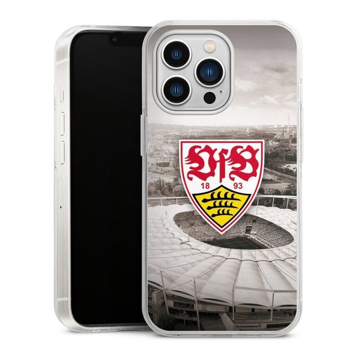 DeinDesign Handyhülle VfB Stuttgart Offizielles Lizenzprodukt Stadion VfB Stadion Grau Apple iPhone 13 Pro Hülle Bumper Case Handy Schutzhülle