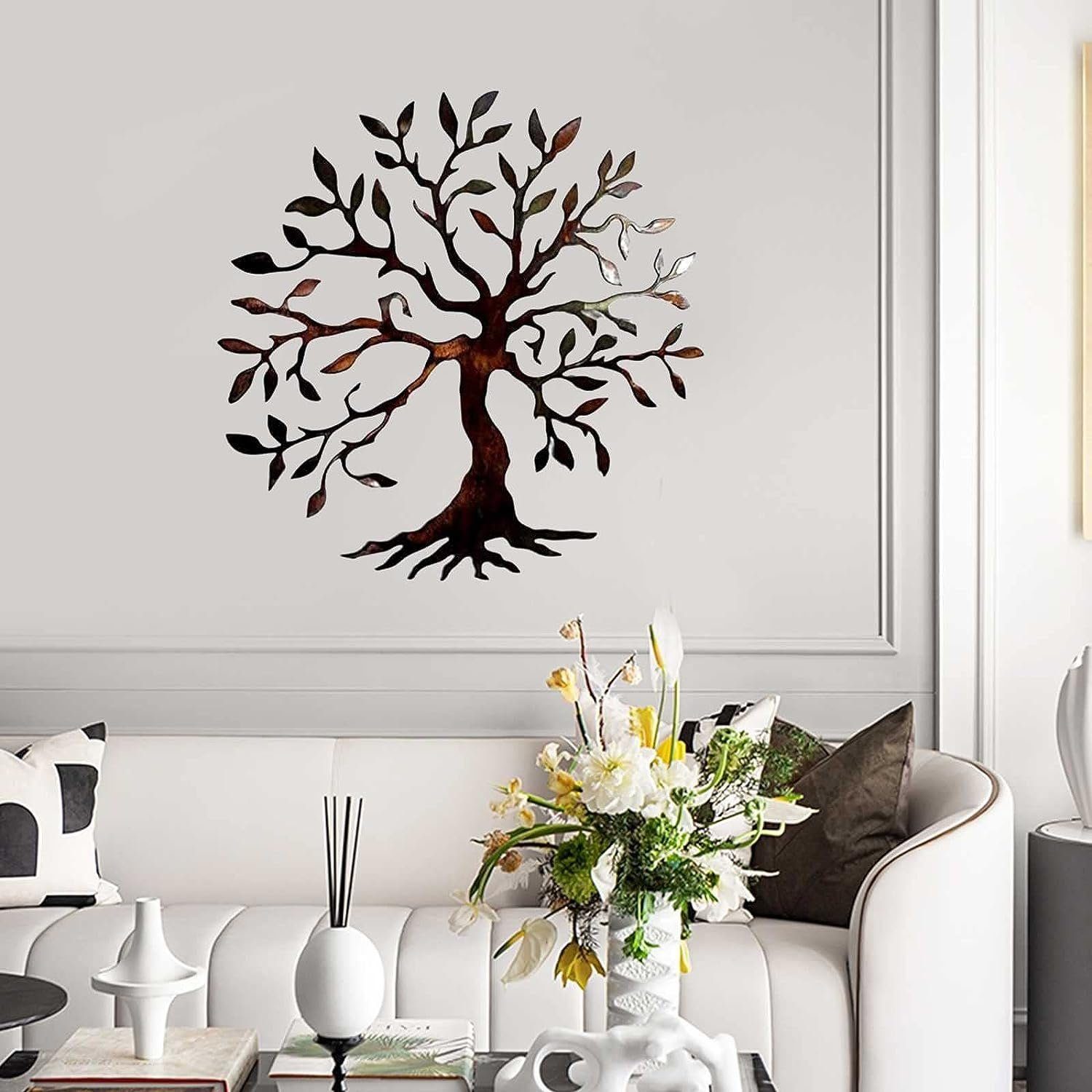 Baum Des Lebens Wanddekoration Aus Eisen, 59 Cm, Bronzefarben, Für Innen & Außen