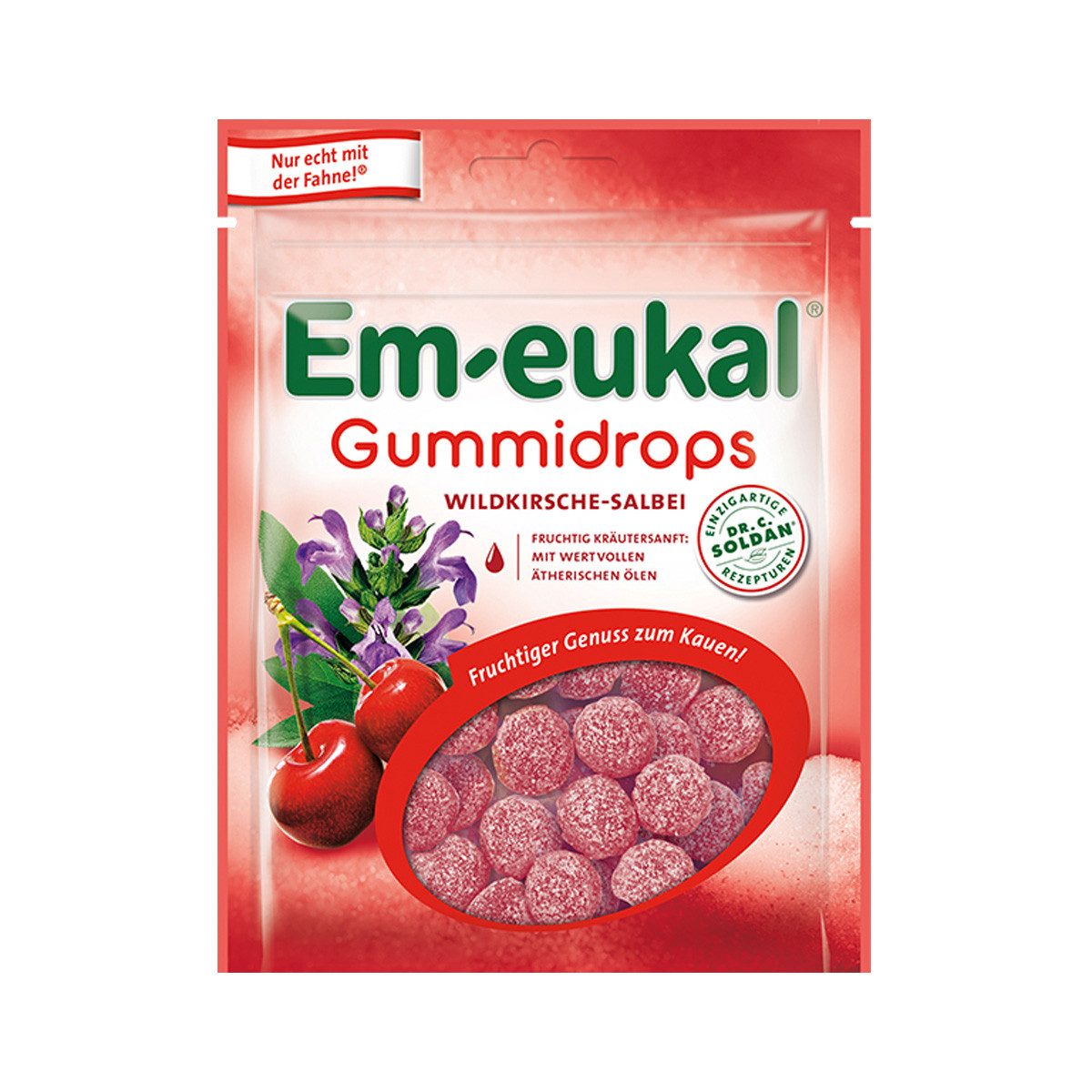 Em-eukal Süßigkeit, Em eukal Gummidrops Wildkrische Salbei mit feiner Zuckerkruste 90g