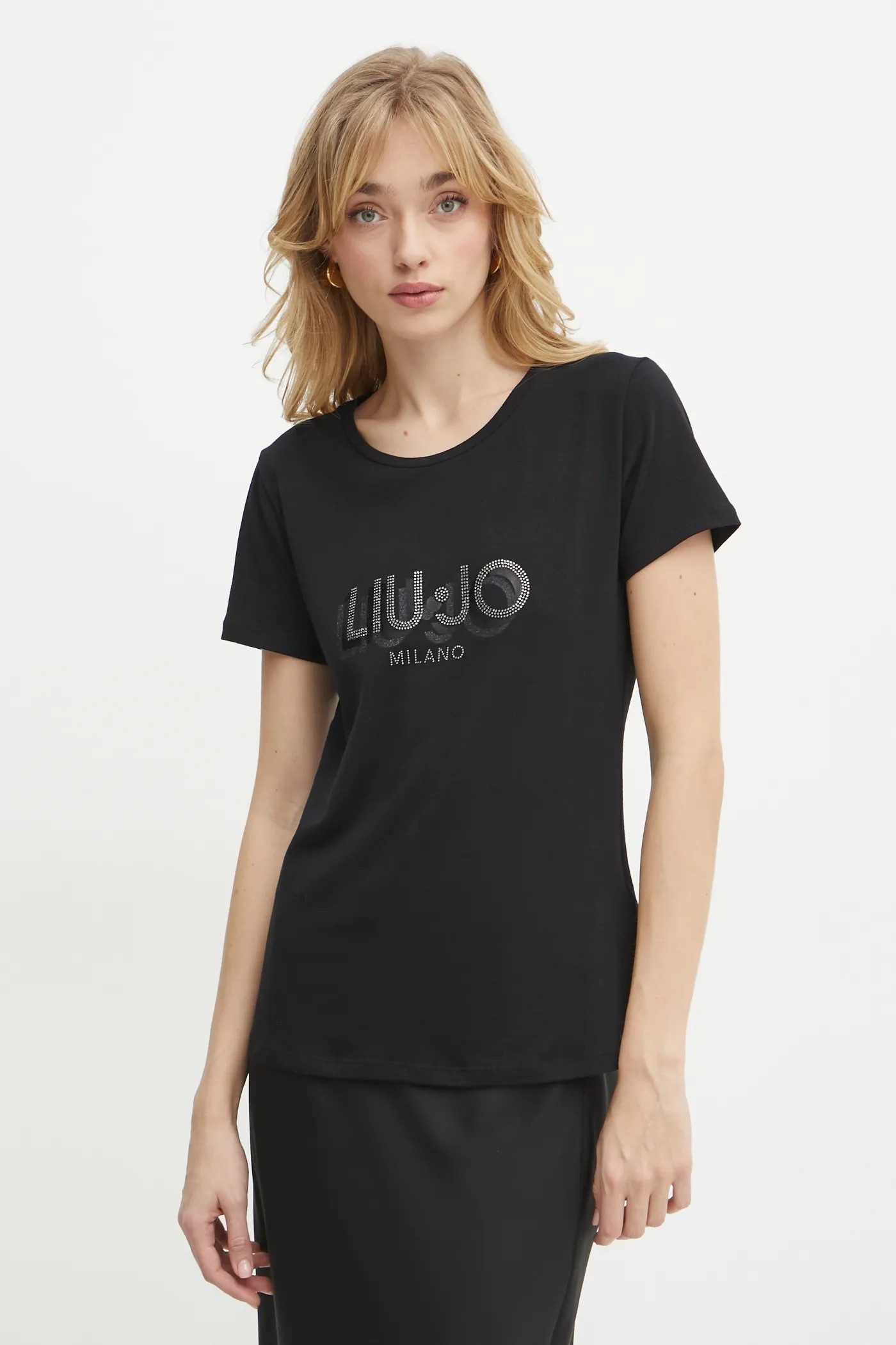 Liu Jo Kurzarmshirt T-Shirt Damen - glitzerndes Shirt - Shirt Damen - schwarz