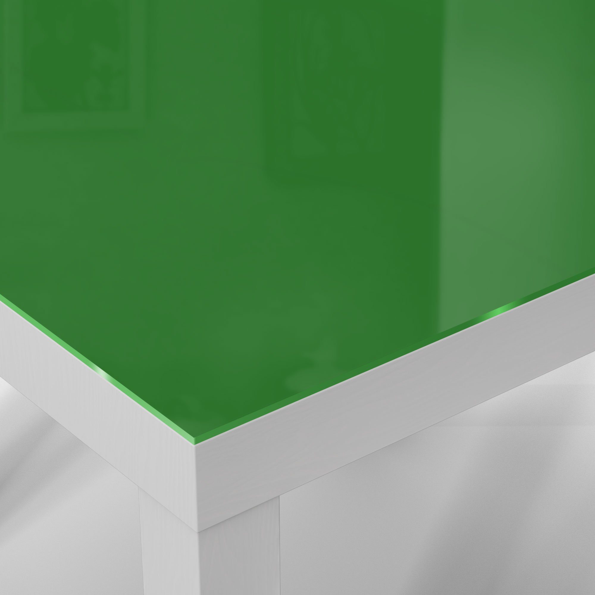 DEQORI Couchtisch Weiß modern Beistelltisch 'Unifarben Dunkelgrün', Glastisch Glas 