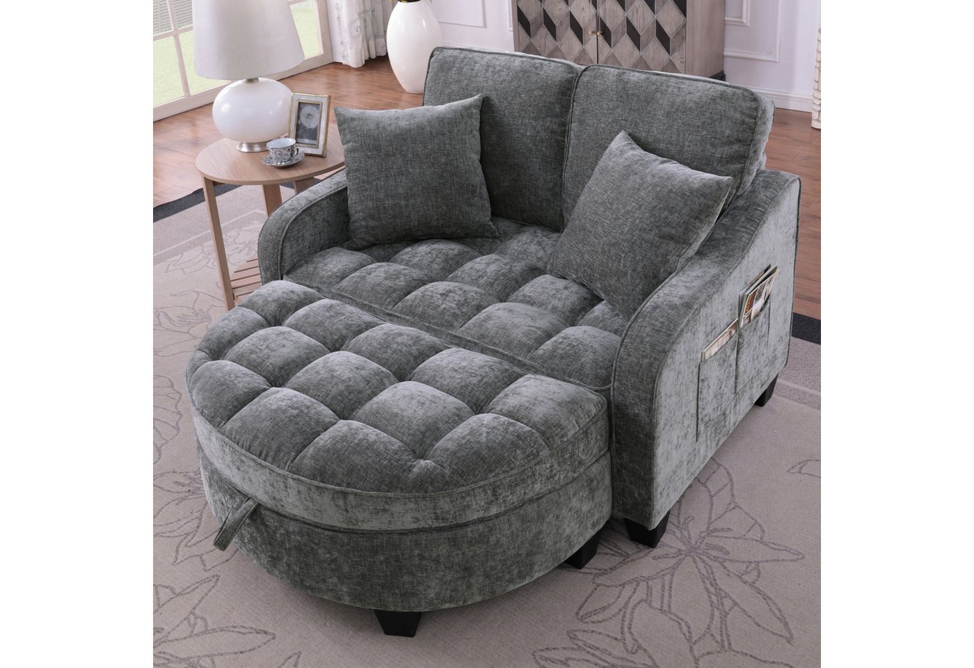 Celya Sofa Multifunktionales Sofa, 2-in-1 Sofa-Bett, mit Aufbewahrungs-Hocker, atmungsaktiver hautfreundlicher Stoff, für kleine Wohnzimmer, Studienzimmer, Schlafzimmer