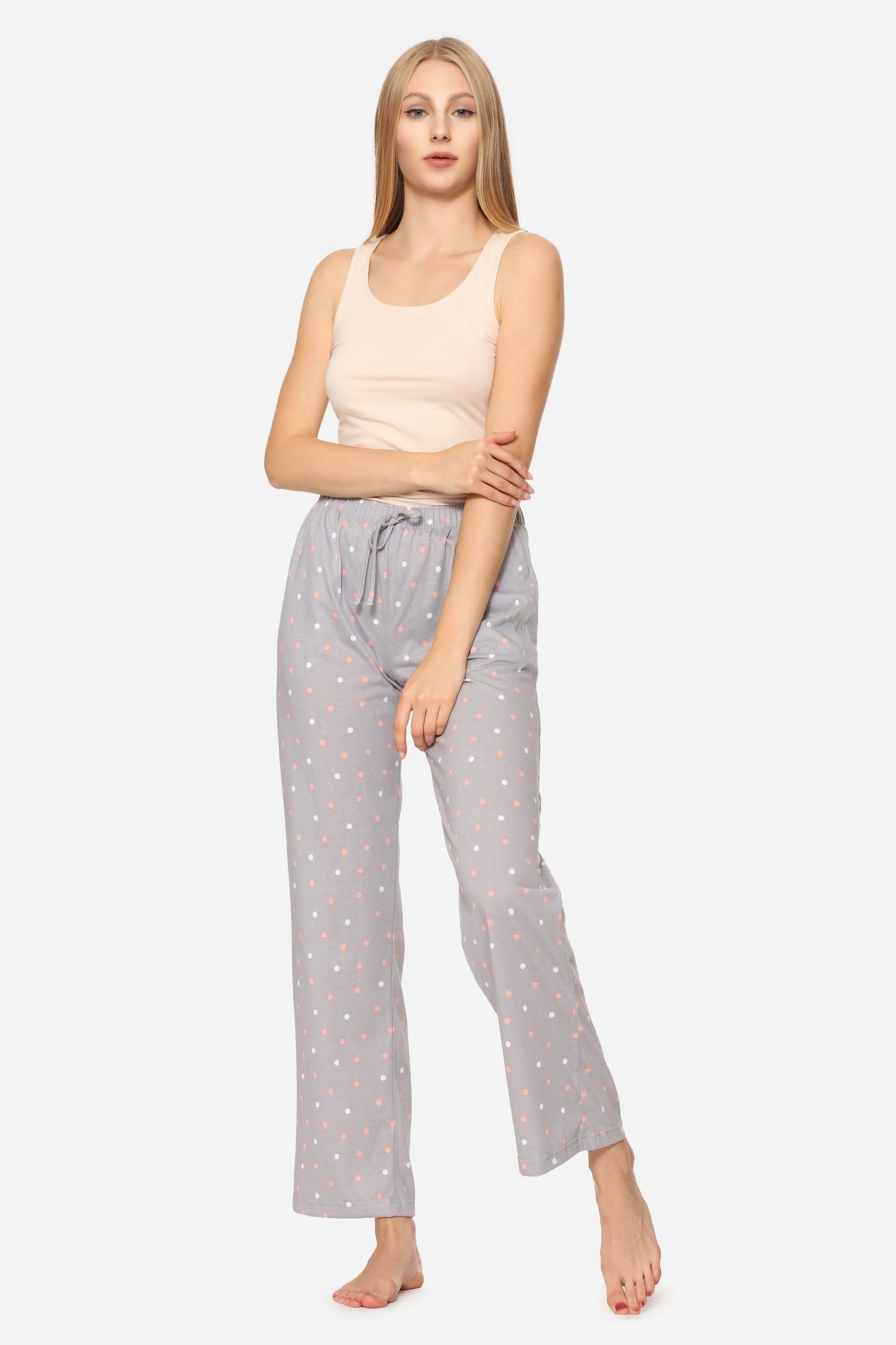 Merry Style Pyjamashorts (1-tlg) elastischer Damen Bund Schlafanzugshose MPP-001 Grau/Punkte