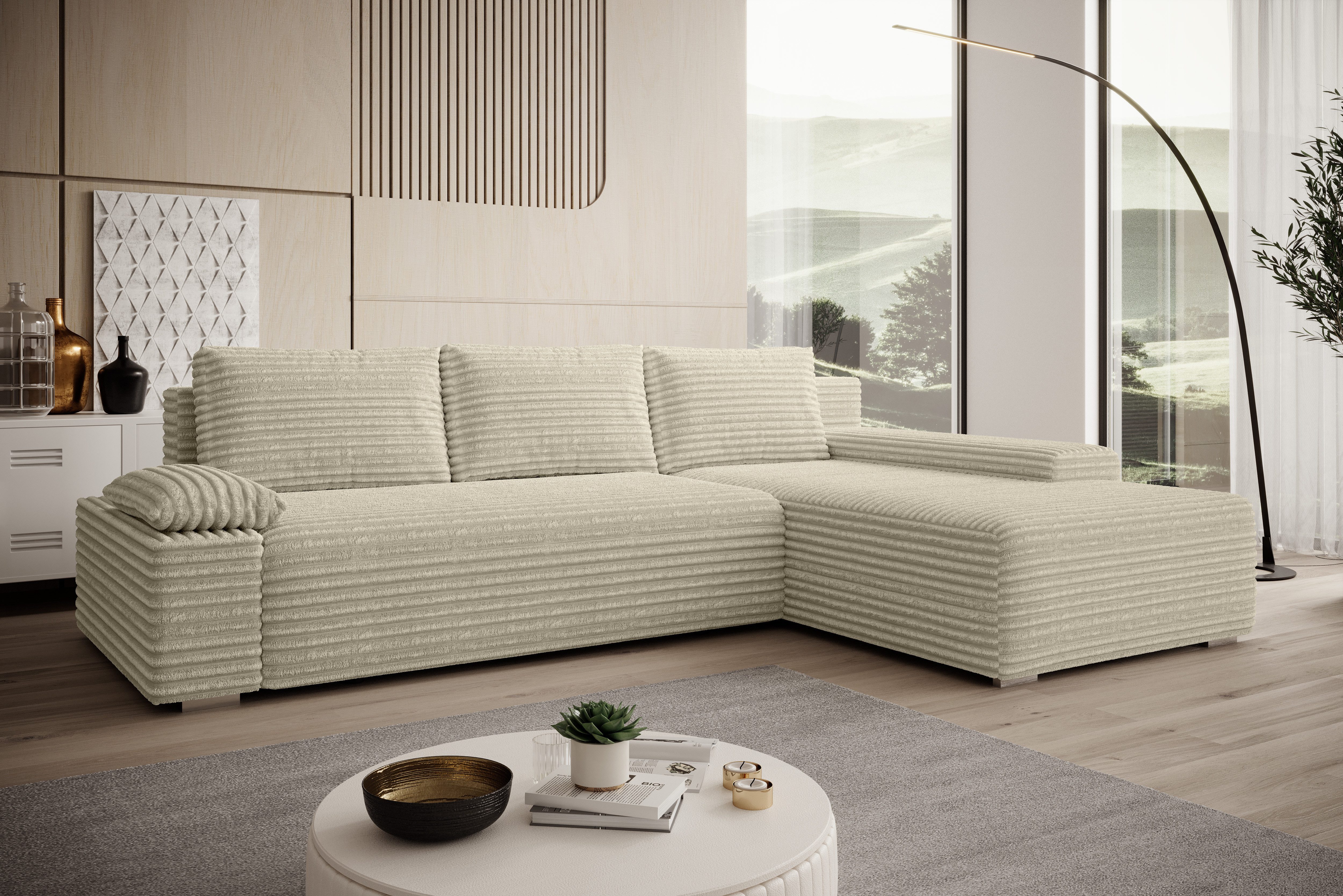 PROMETO Möbel Ecksofa Ecksofa LINEA mit Schlaffunktion und Bettkasten in Be günstig online kaufen