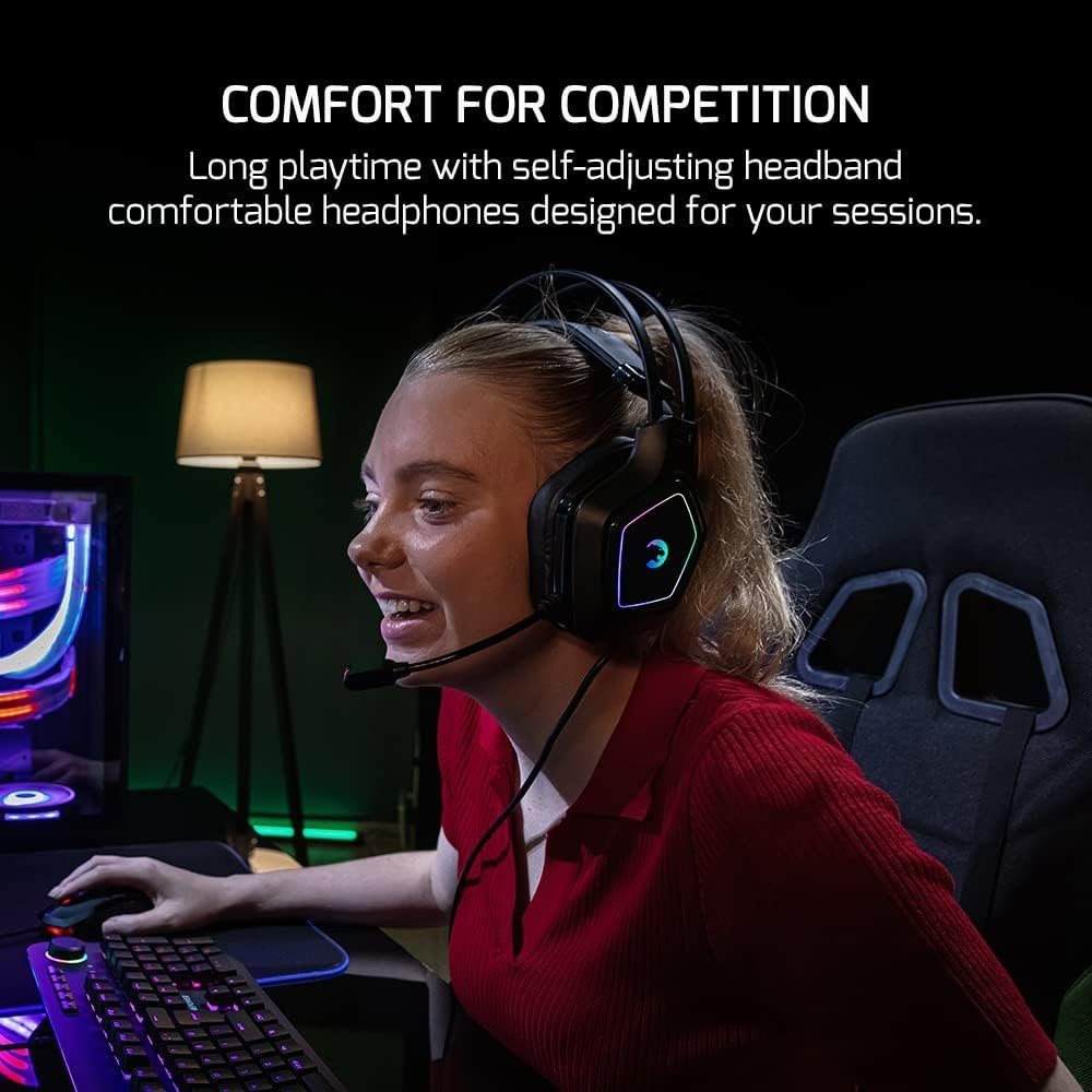 GAMEPOWER Gaming-Headset (Wired Headphones, mit 50-mm-Treibern Kopfhörer Kabel, Mit Mikrofon) Surround kabelgebundene 7.1 RGB