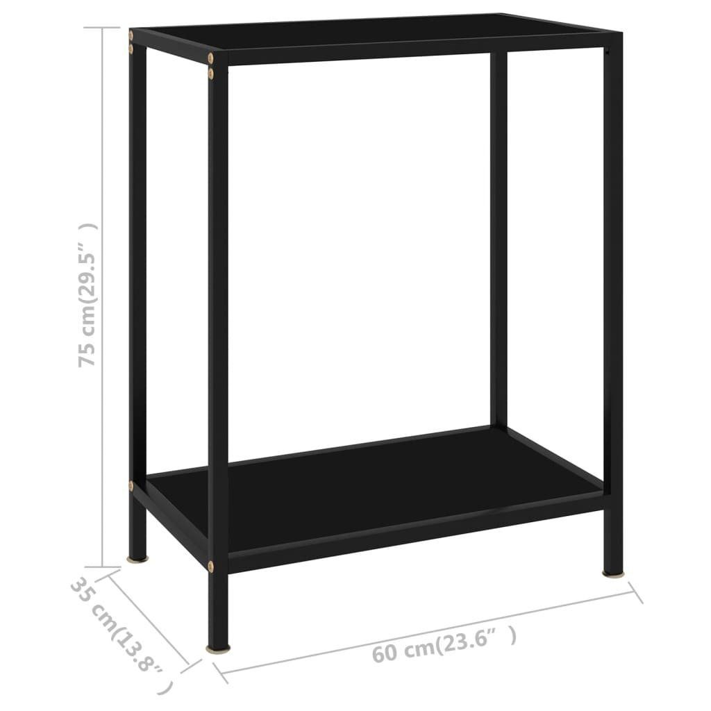 (1-St) Hartglas Schwarz Beistelltisch furnicato Konsolentisch cm 60x35x75