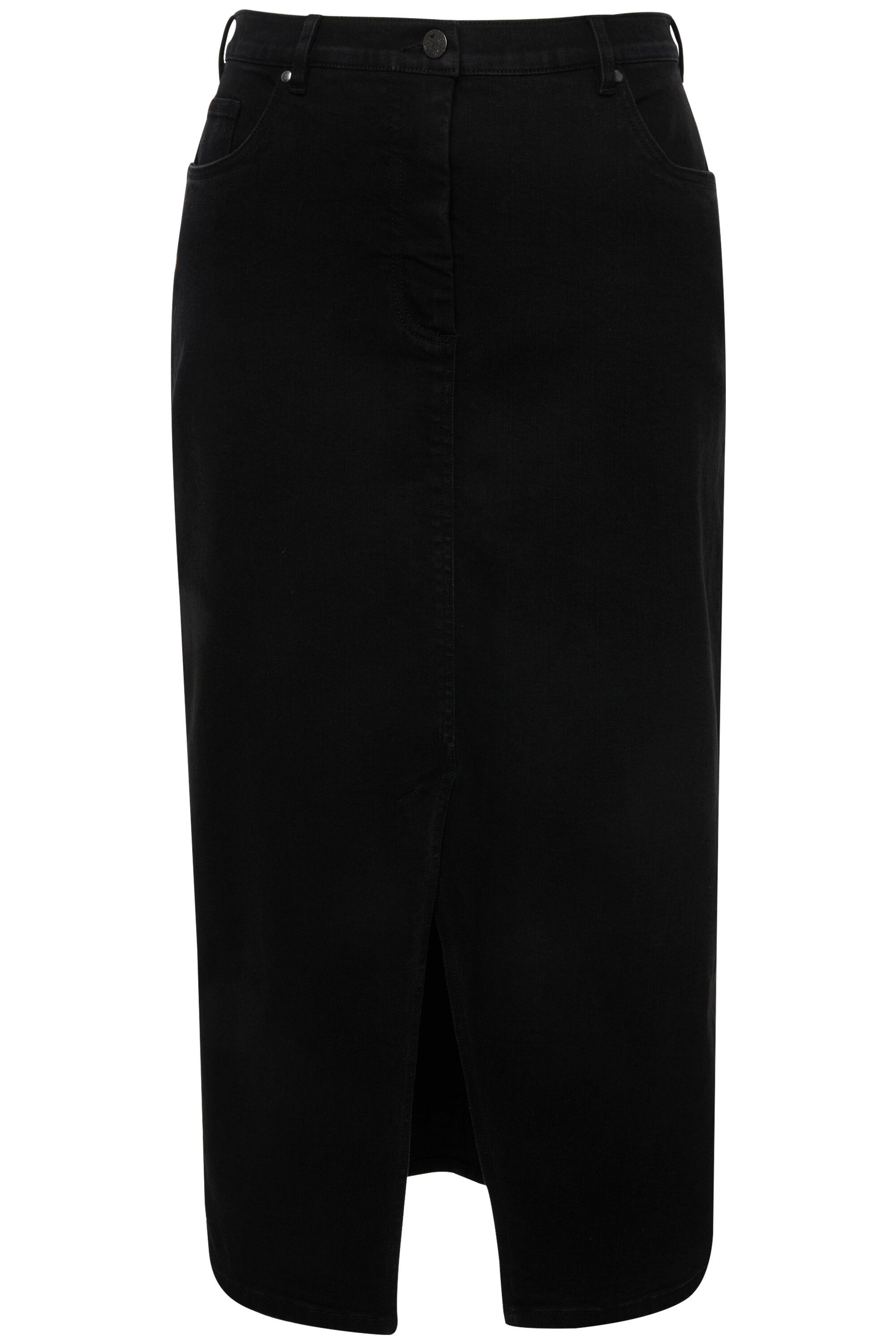 Ulla Popken Jeansrock Jeans-Midirock Saumschlitz Komfortbund günstig online kaufen