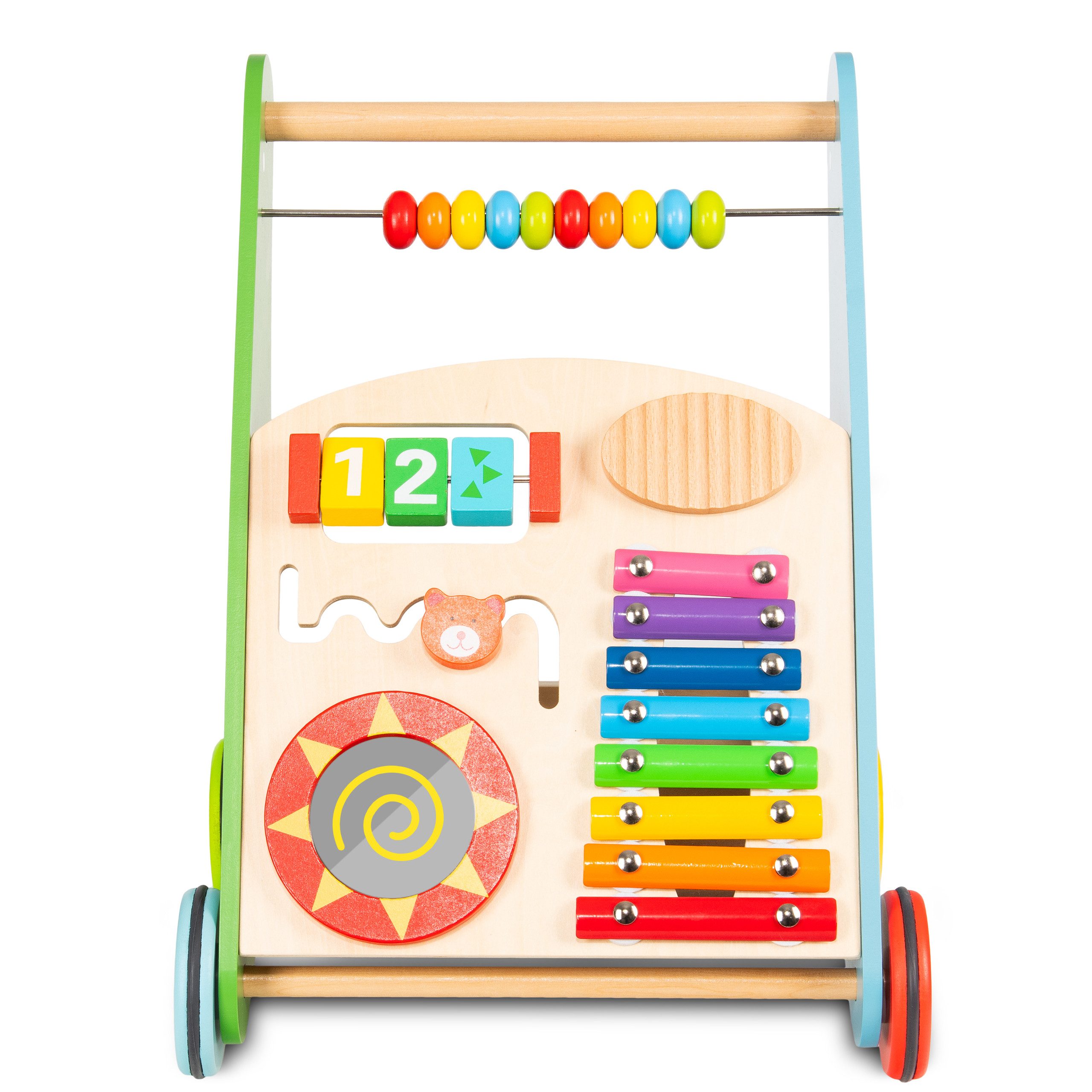 COIL Babywalker Lauflernwagen 3in1, Kinderwagen aus Holz, Lernspielzeug, ab 12 Monaten
