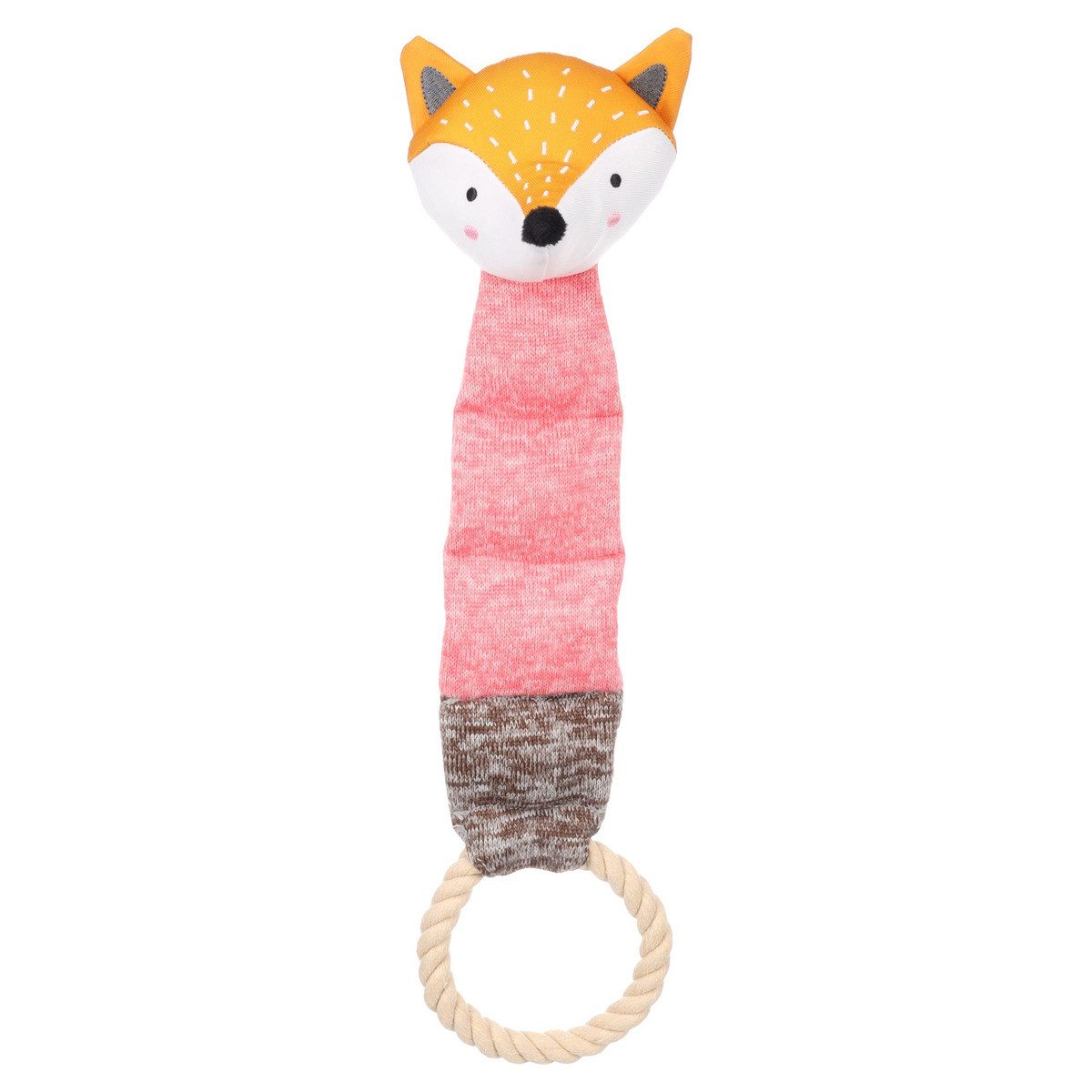 Flamingo Tierkuscheltier Hundespielzeug für Welpen Britty Fuchs mit Seil rosa