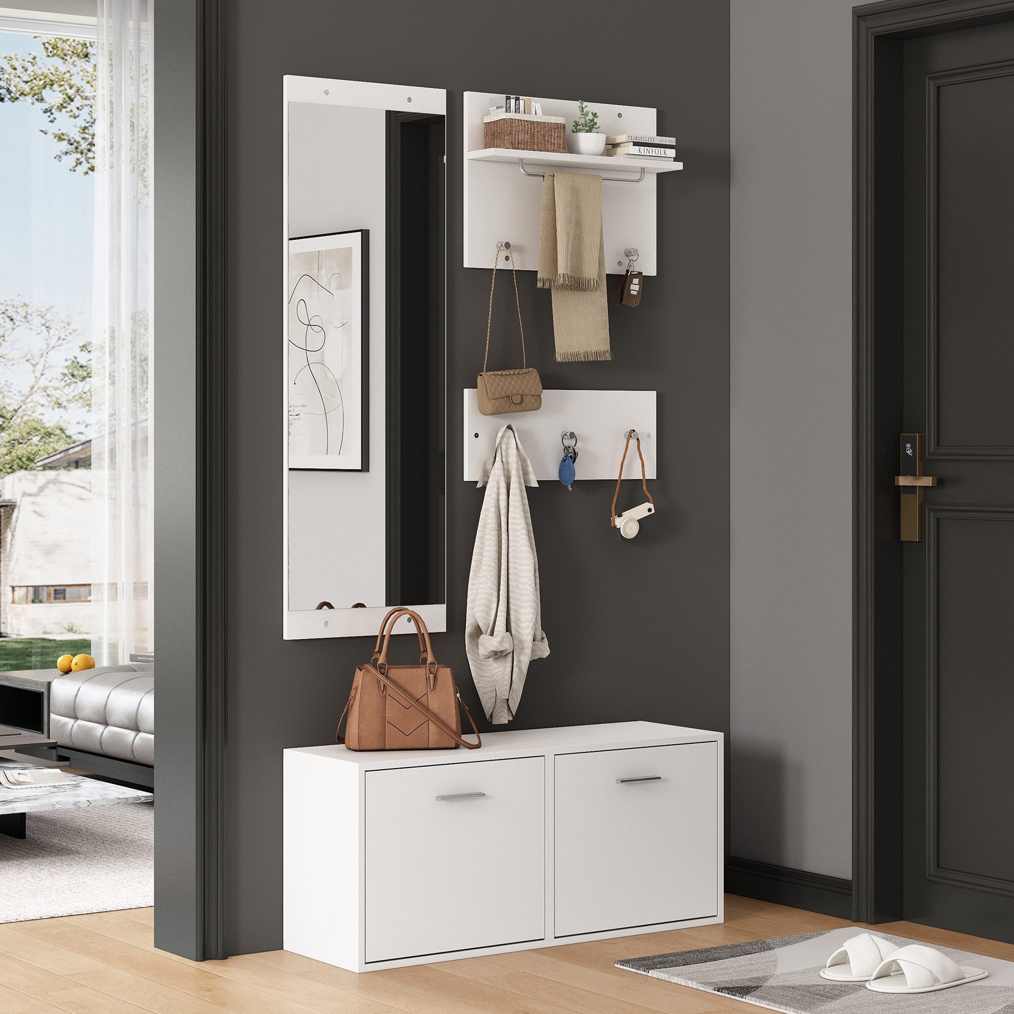 OKWISH Garderoben-Set Kleiderständer Set, (Eingangsschrank, Flurschrank, 1- günstig online kaufen