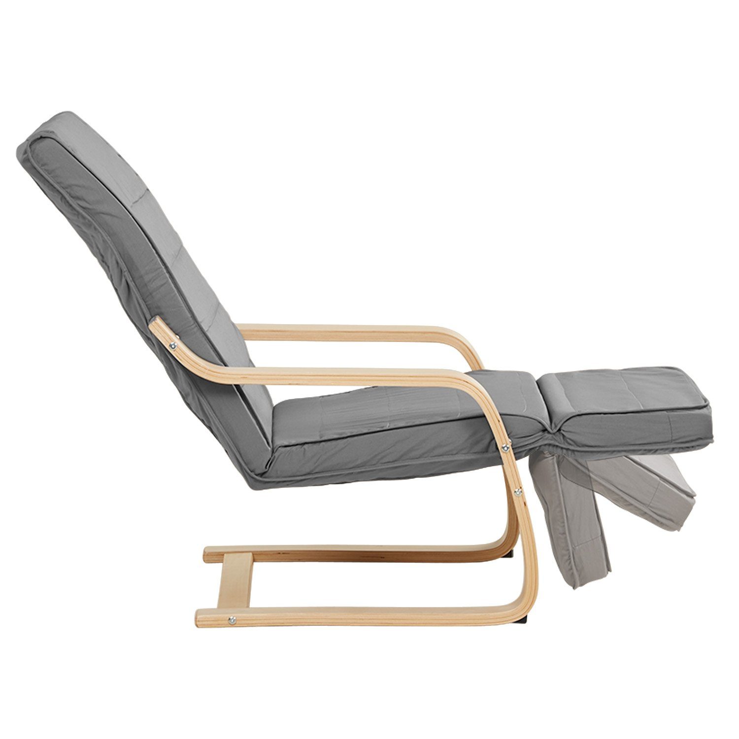 Homestyle4u Relaxsessel Schwingsessel Schaukelsessel Wohnzimmer Grau Schaukelstuhl Fußstütze (1 Stuhl, 1-St., Stuhl mit Bezug), Bezug abnehmbar, Fußteil verstel – Bild 2 von 5