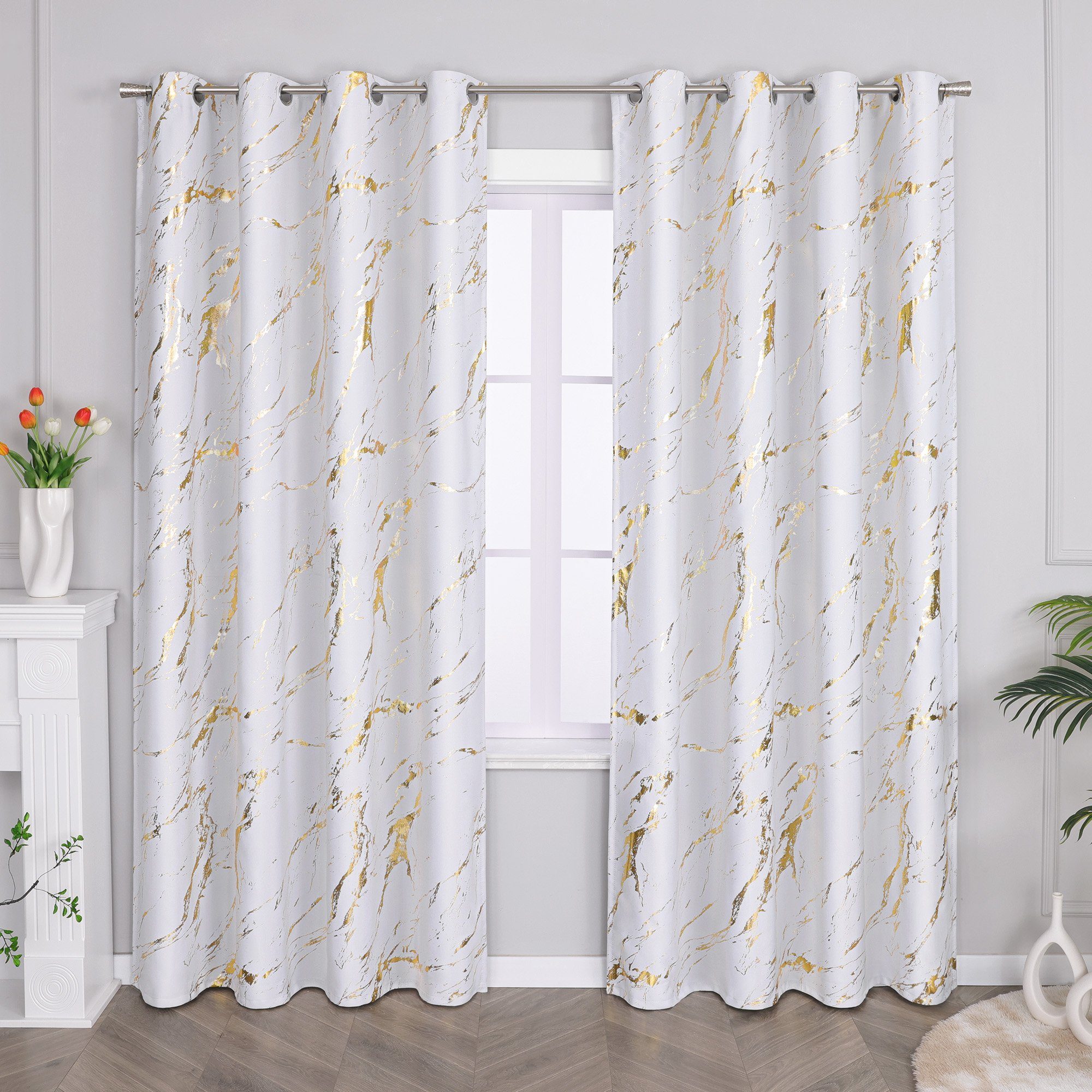 Vorhang Luka, Joyswahl, Ösen (1 St), Blickdicht glänzend Streifen weißundgolden